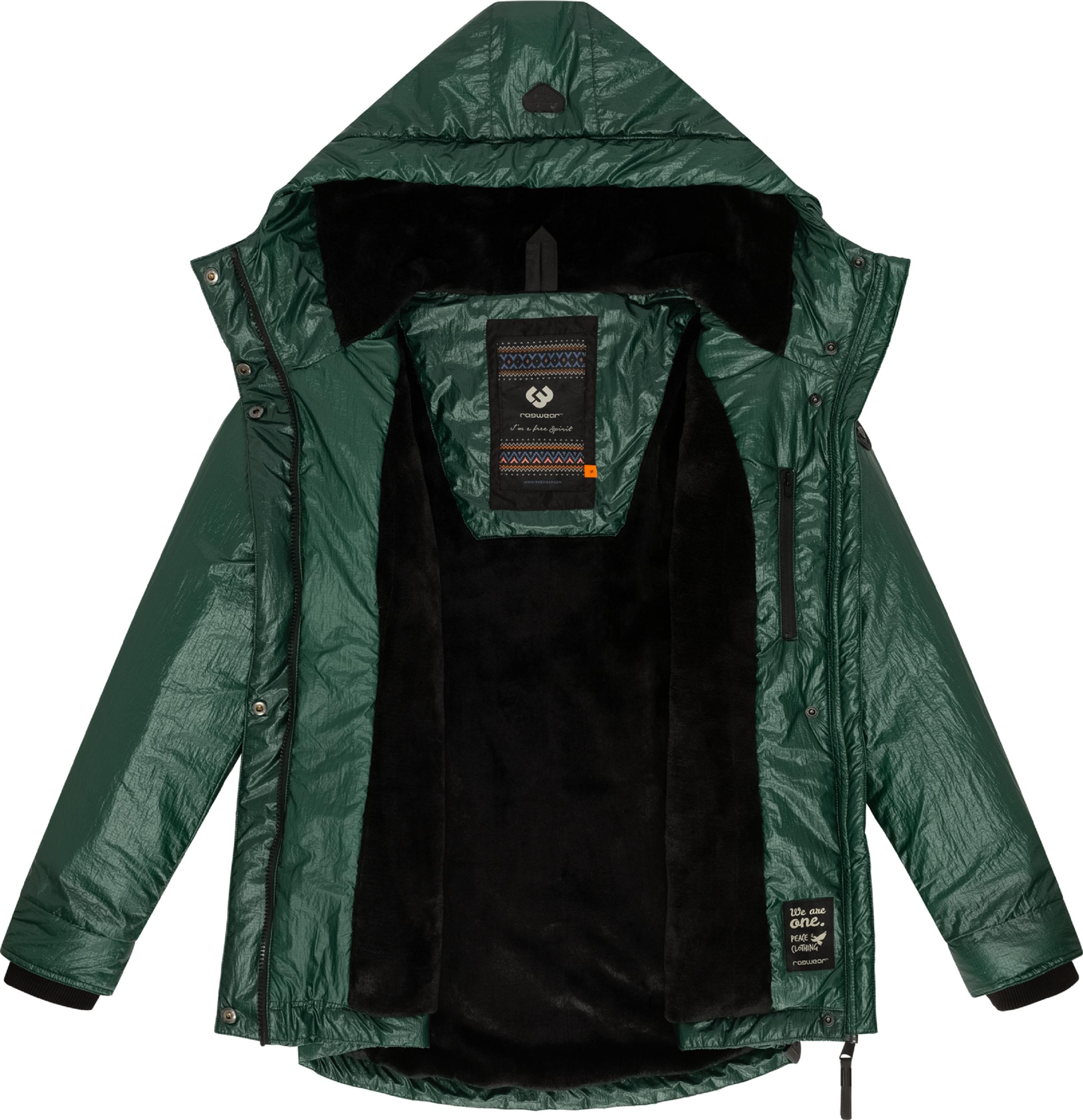 Glänzende Winterjacke mit Kapuze "Monadde Bling" Green