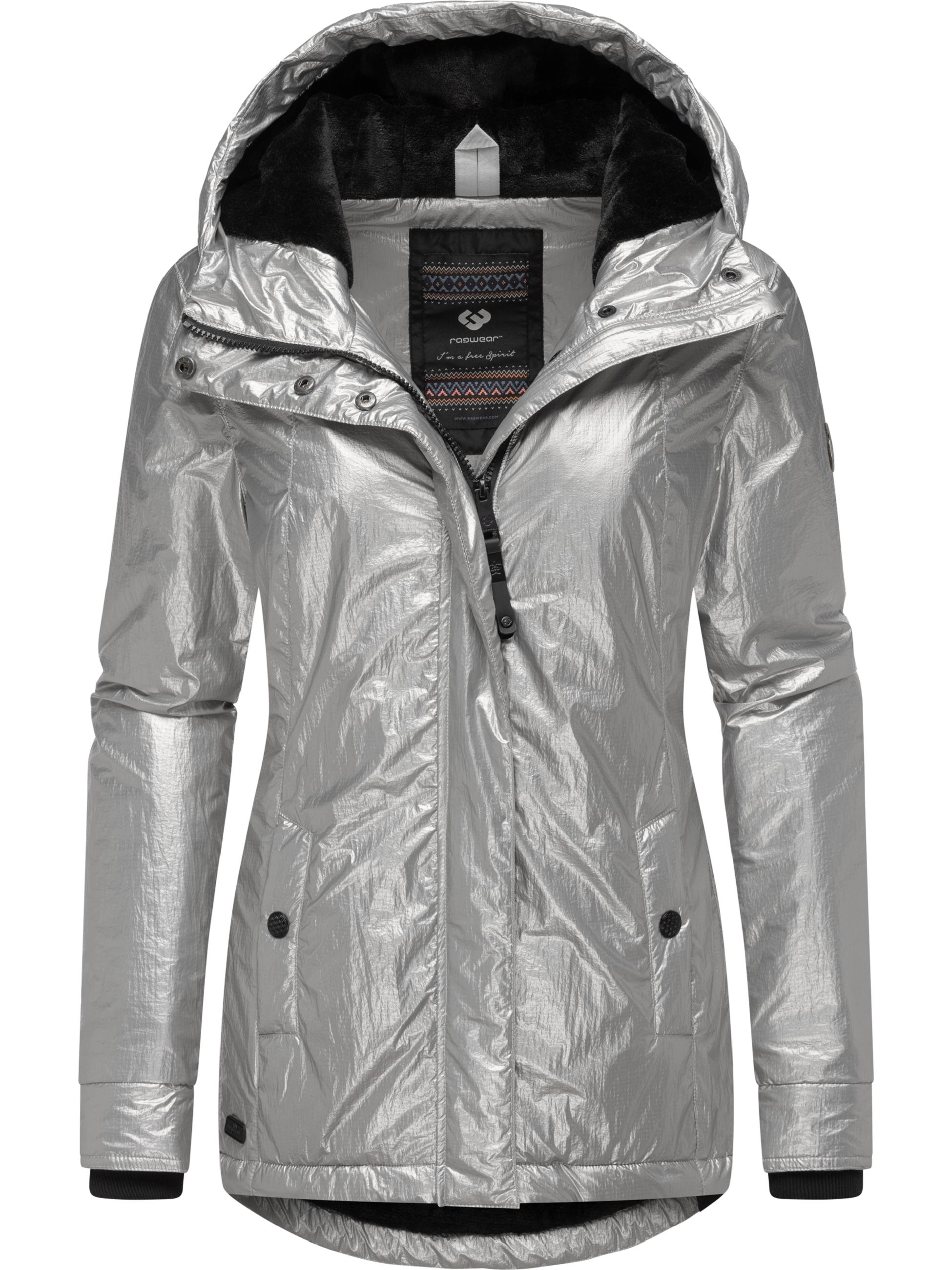 Glänzende Winterjacke mit Kapuze "Monadde Bling" Light Grey