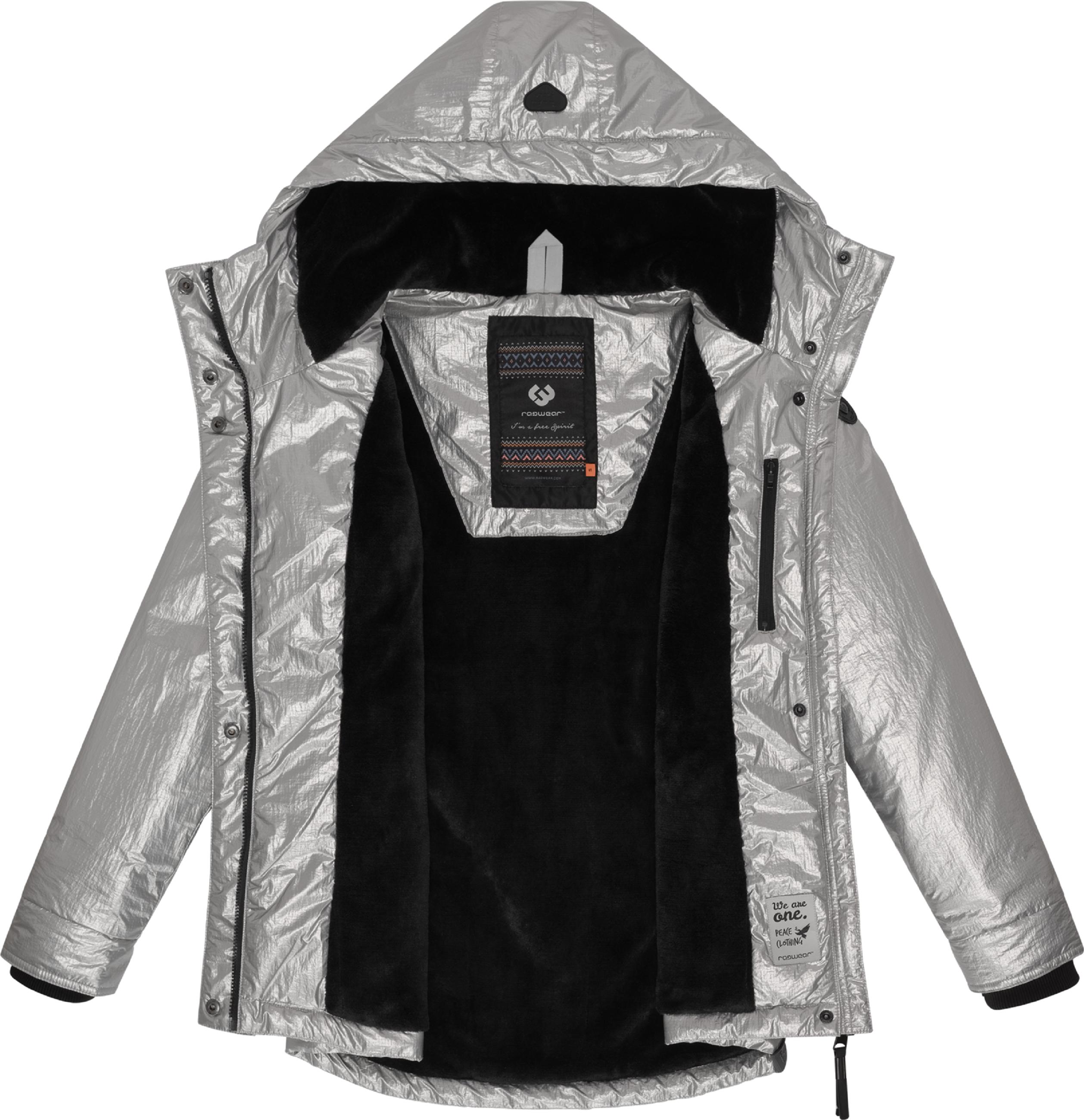 Glänzende Winterjacke mit Kapuze "Monadde Bling" Light Grey