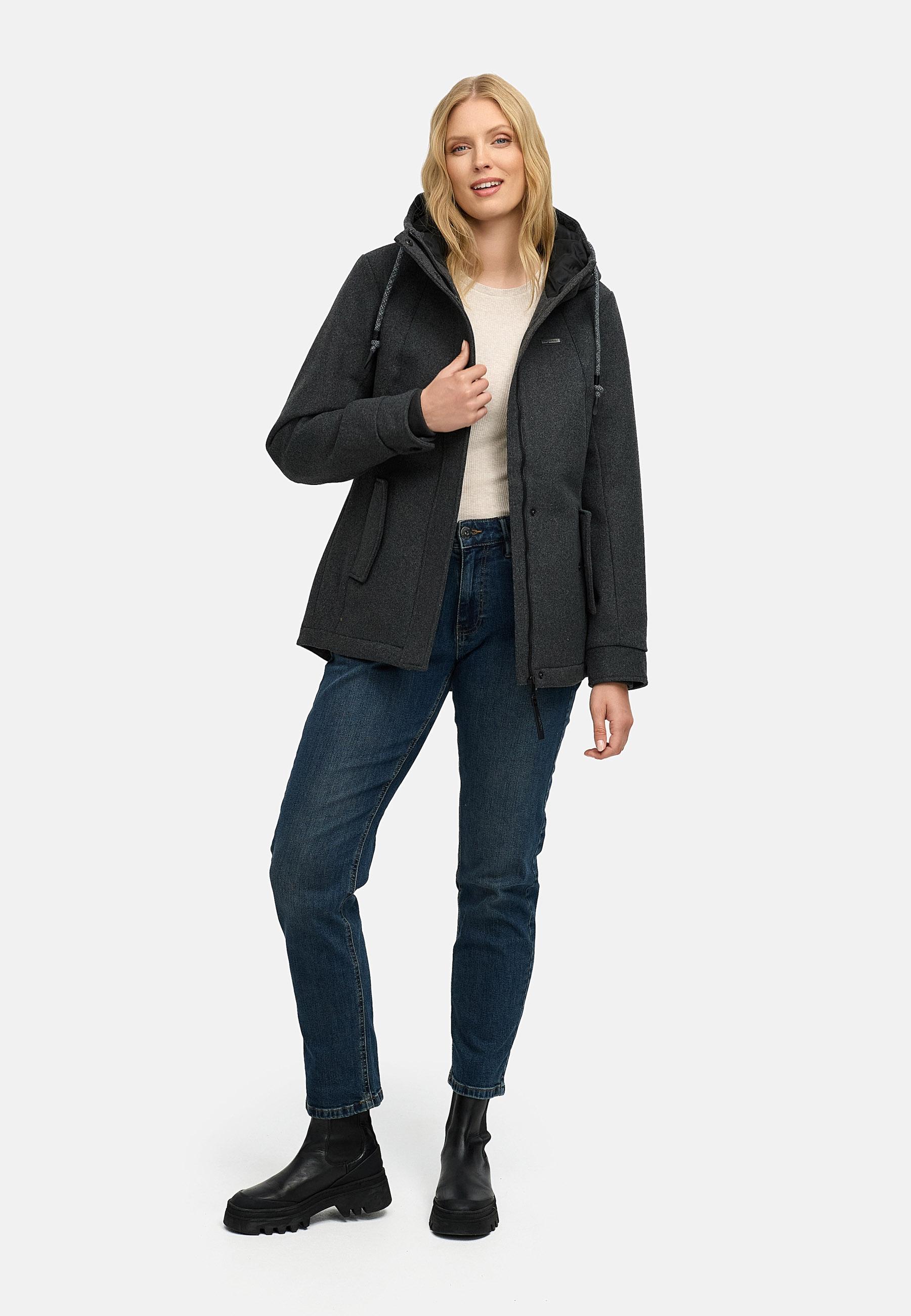 Leichte Winterjacke in Wollfilz-Optik "Monadde Felt YOUMODO" Dark Grey
