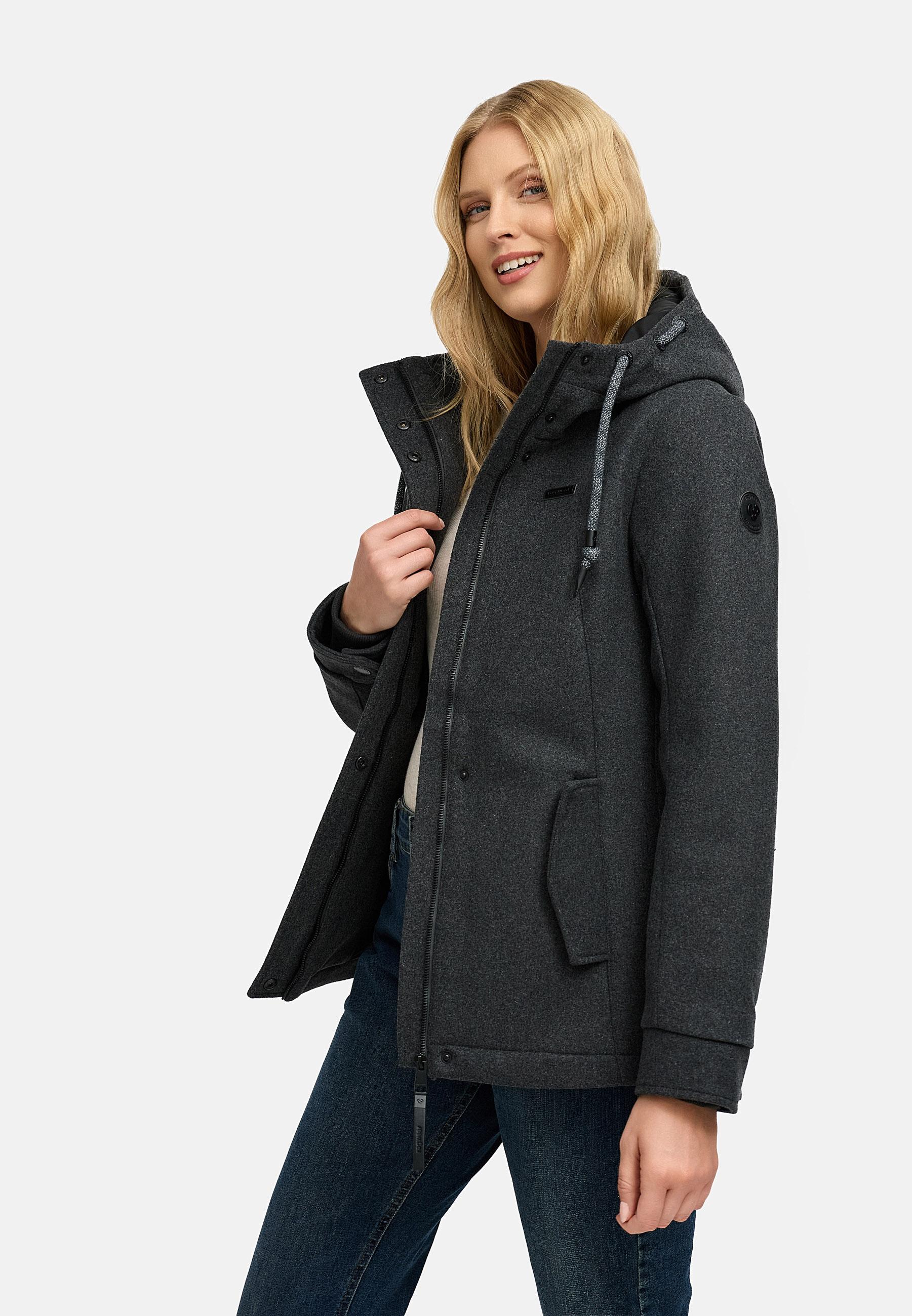 Leichte Winterjacke in Wollfilz-Optik "Monadde Felt YOUMODO" Dark Grey