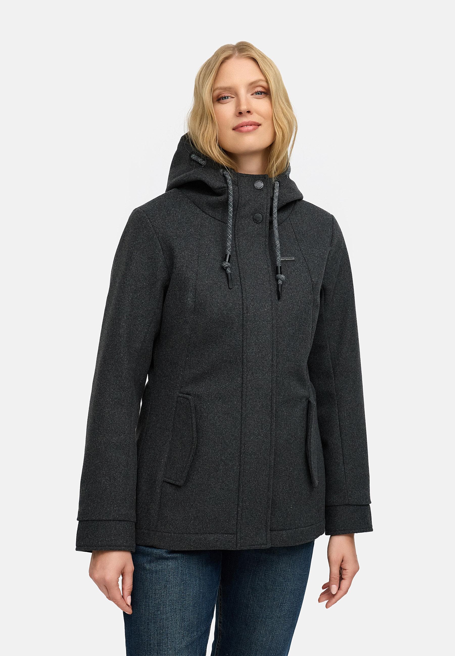 Leichte Winterjacke in Wollfilz-Optik "Monadde Felt YOUMODO" Dark Grey