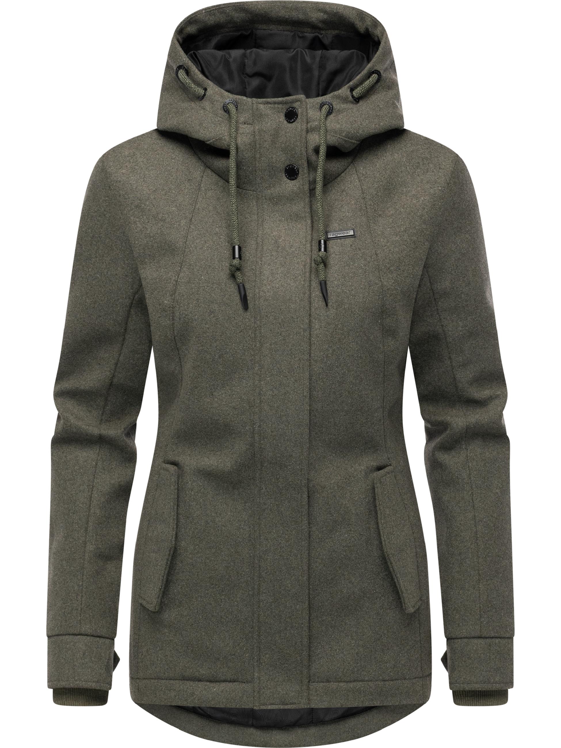 Leichte Winterjacke in Wollfilz-Optik "Monadde Felt YOUMODO" Dark Olive