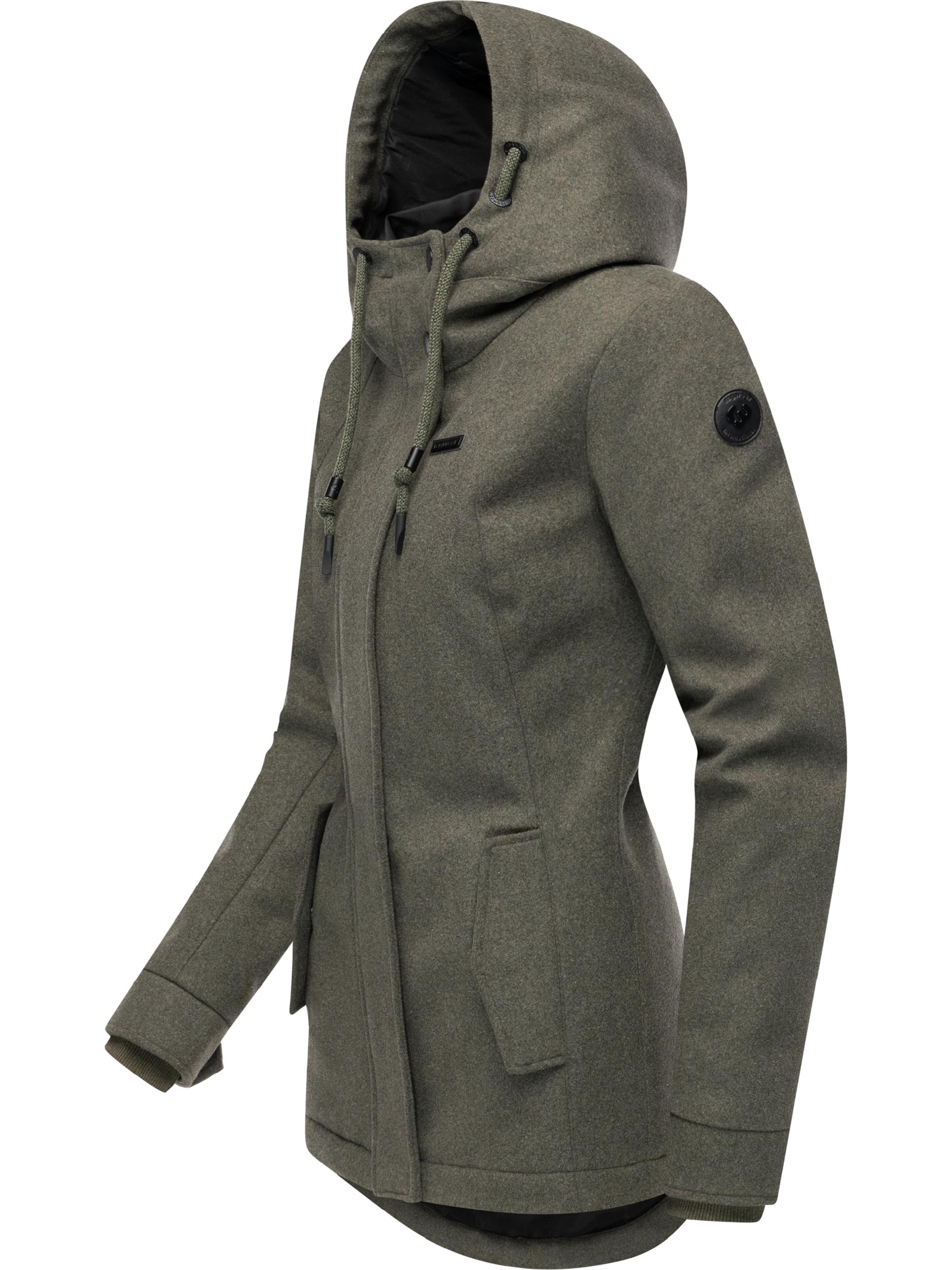 Leichte Winterjacke in Wollfilz-Optik "Monadde Felt YOUMODO" Dark Olive