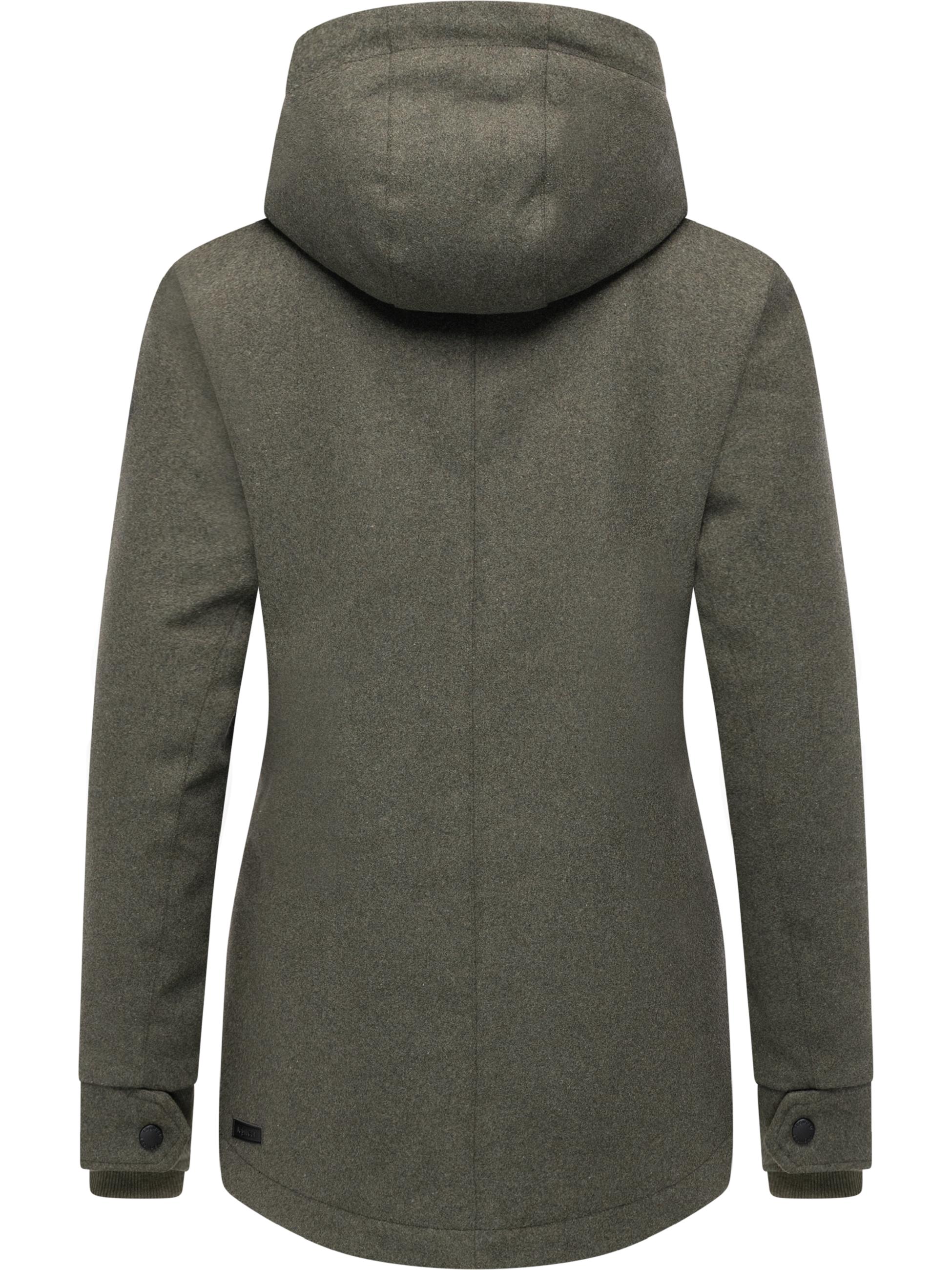 Leichte Winterjacke in Wollfilz-Optik "Monadde Felt YOUMODO" Dark Olive