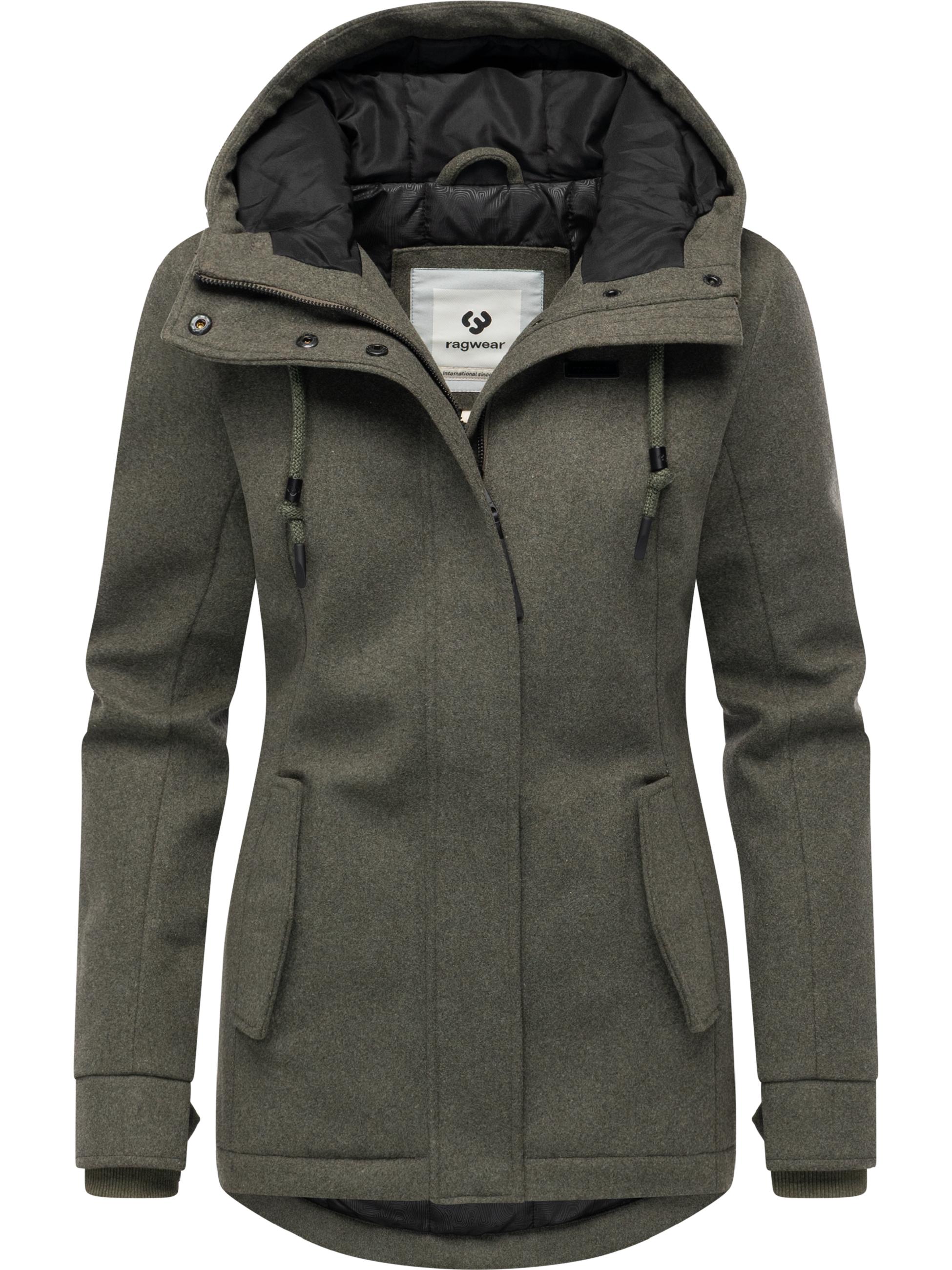 Leichte Winterjacke in Wollfilz-Optik "Monadde Felt YOUMODO" Dark Olive