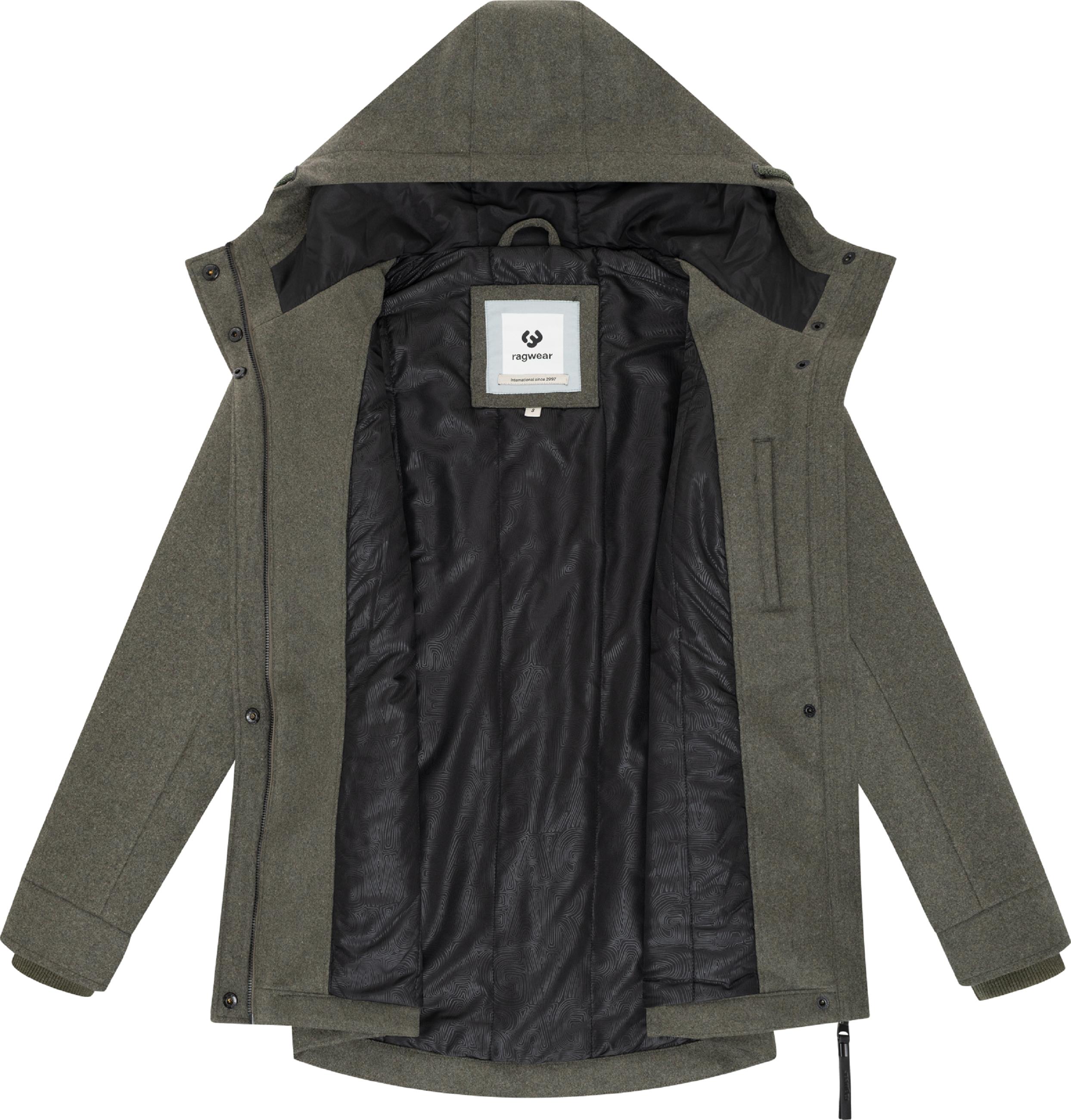 Leichte Winterjacke in Wollfilz-Optik "Monadde Felt YOUMODO" Dark Olive