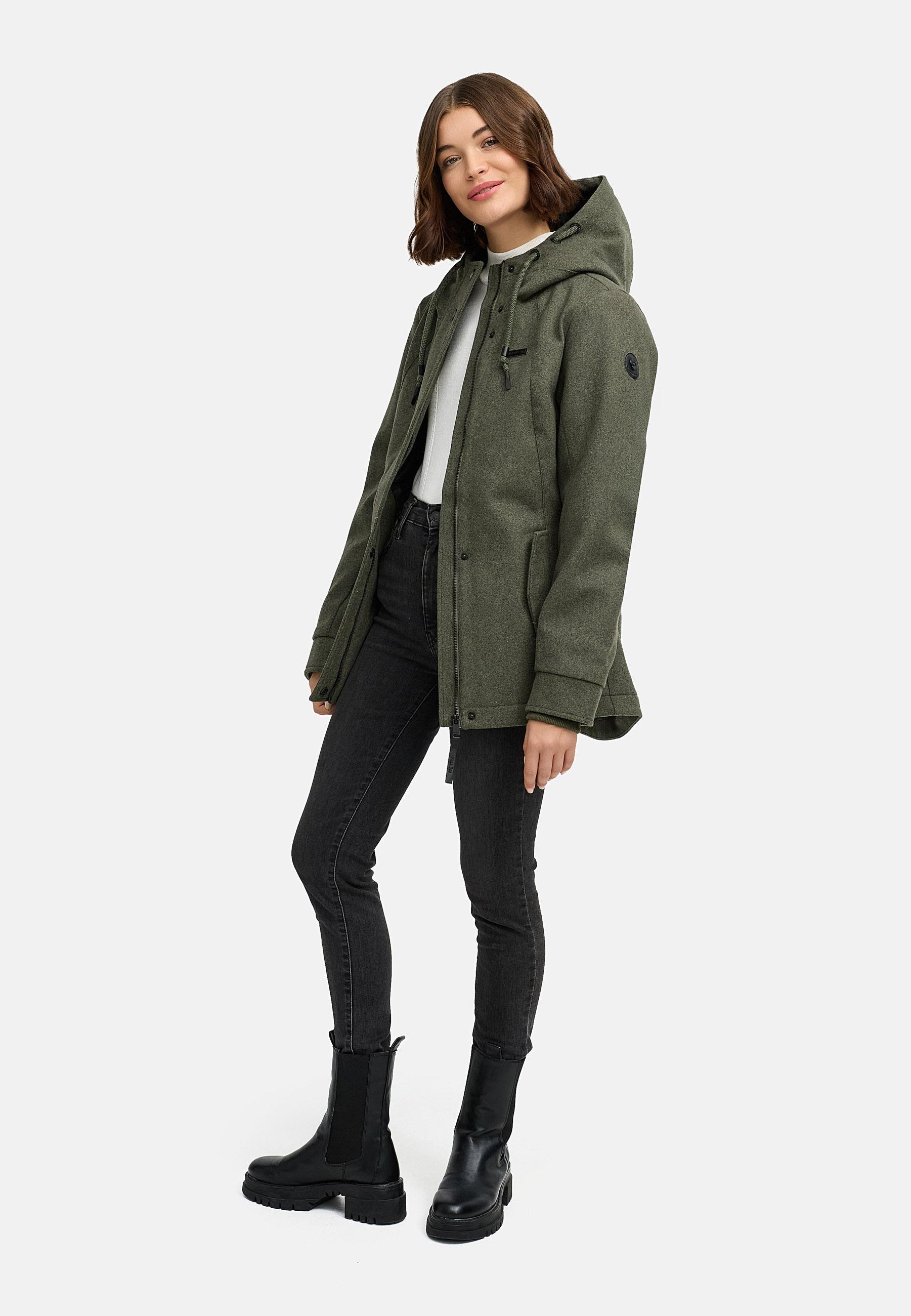 Leichte Winterjacke in Wollfilz-Optik "Monadde Felt YOUMODO" Dark Olive