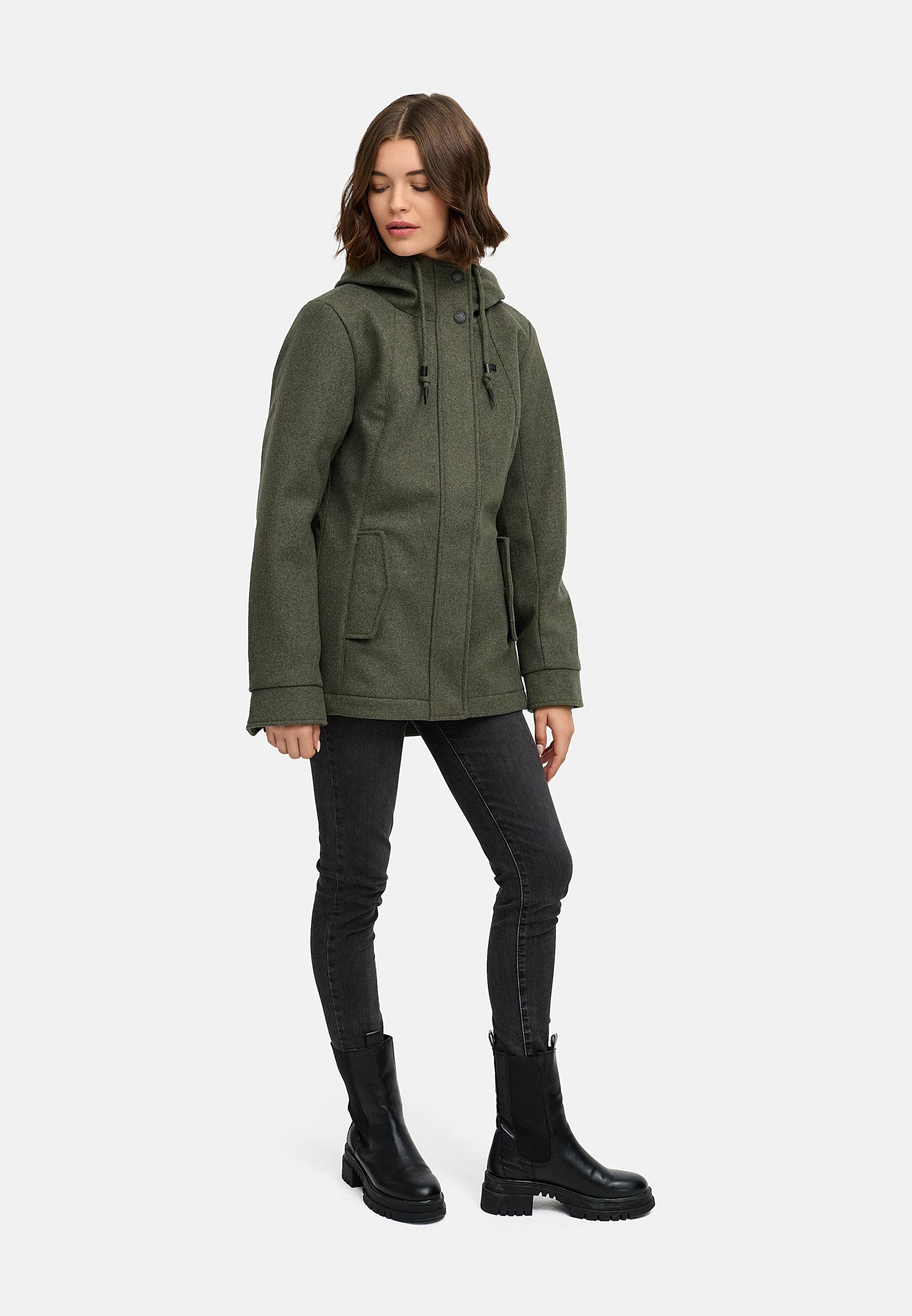 Leichte Winterjacke in Wollfilz-Optik "Monadde Felt YOUMODO" Dark Olive