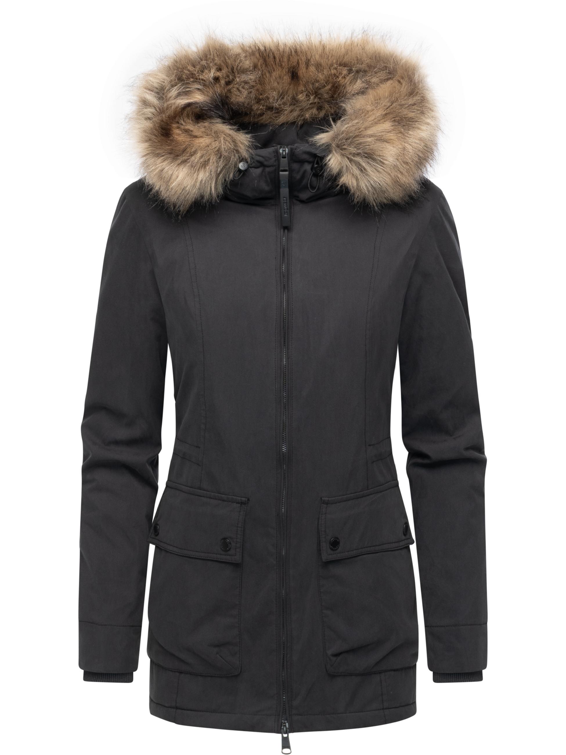 Winter Kurzmantel mit Kapuze "Monadetta Warm YOUMODO" Black