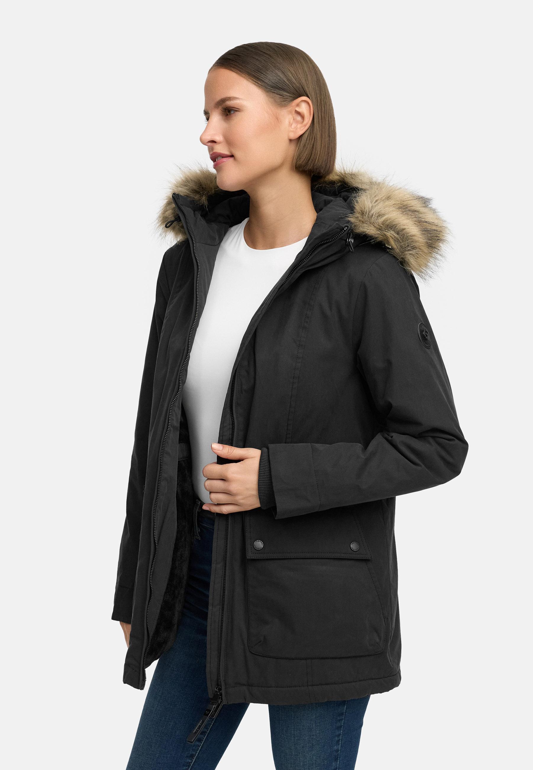 Winter Kurzmantel mit Kapuze "Monadetta Warm YOUMODO" Black
