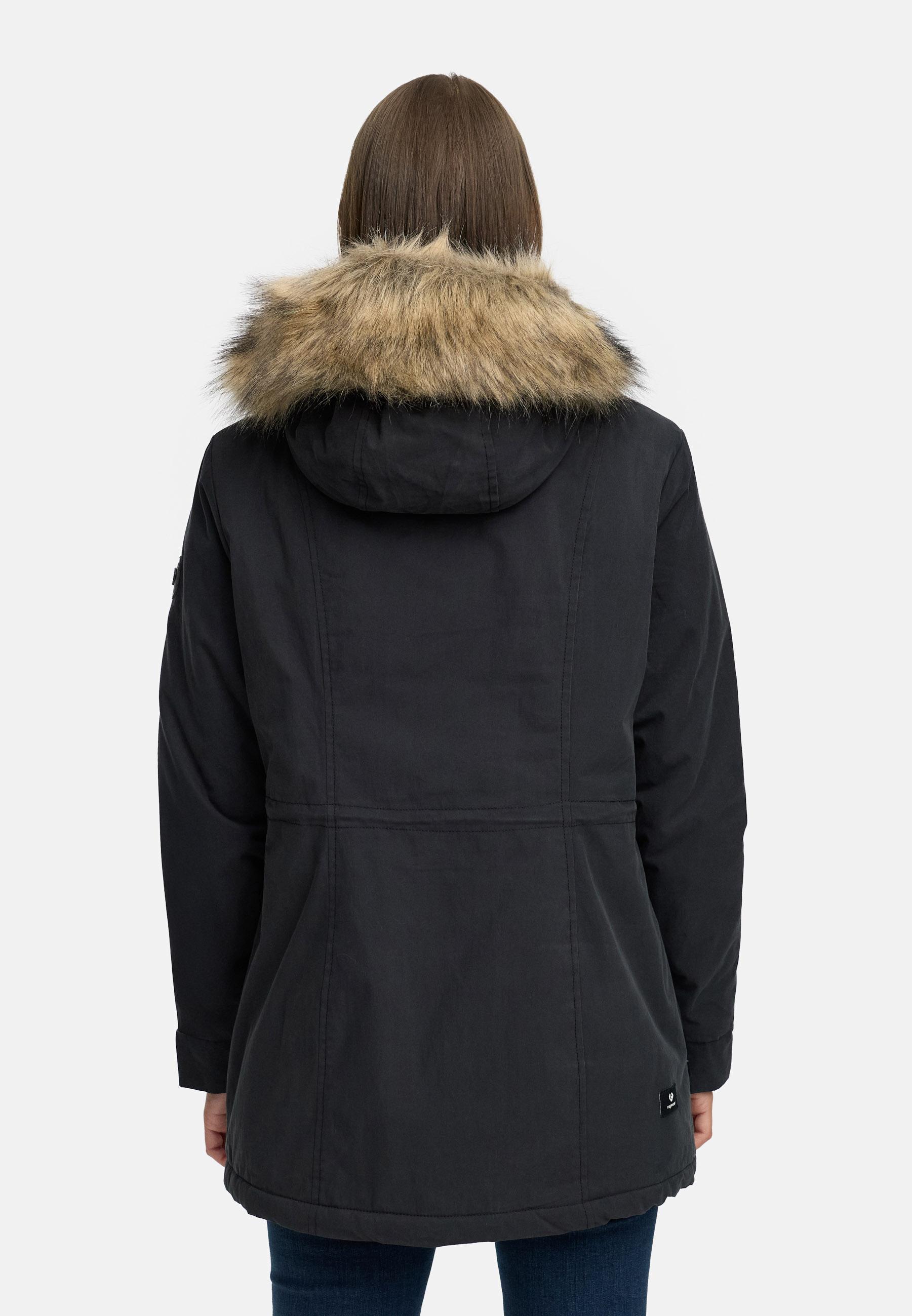 Winter Kurzmantel mit Kapuze "Monadetta Warm YOUMODO" Black