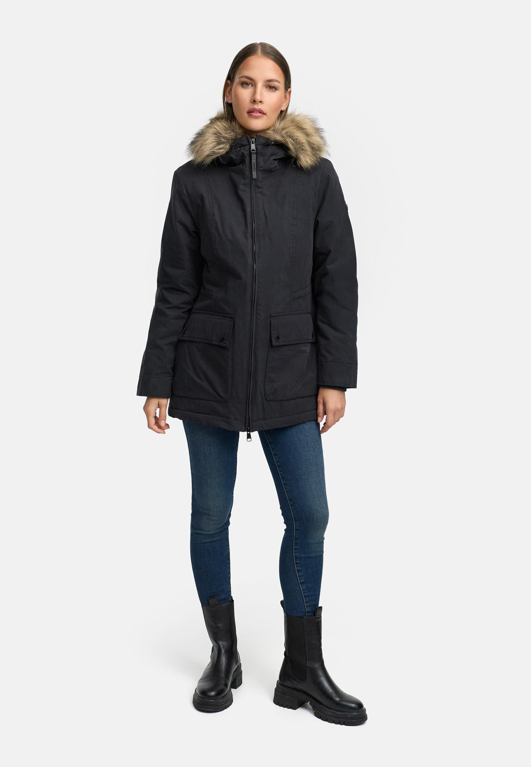 Winter Kurzmantel mit Kapuze "Monadetta Warm YOUMODO" Black