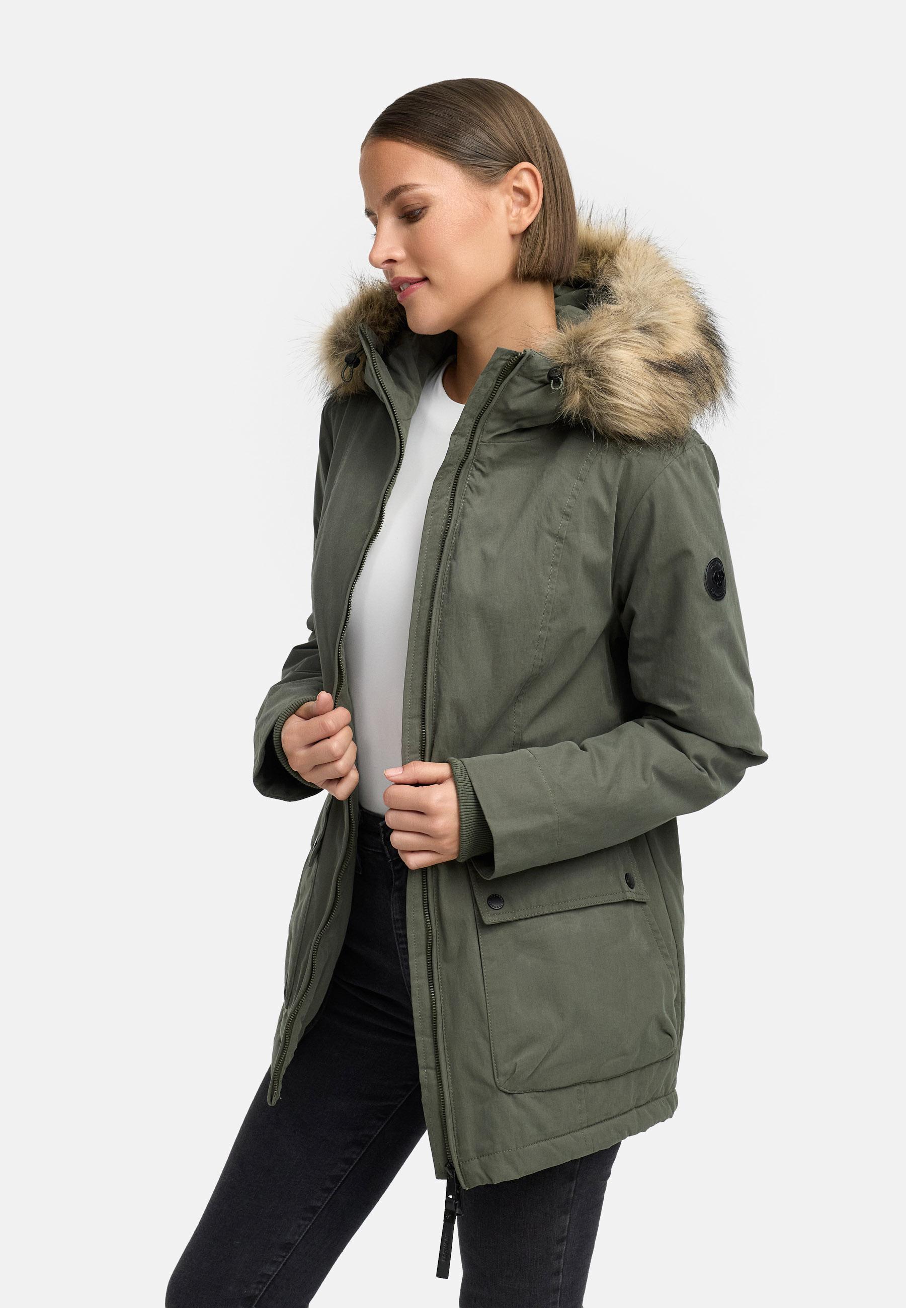 Winter Kurzmantel mit Kapuze "Monadetta Warm YOUMODO" Dark Olive