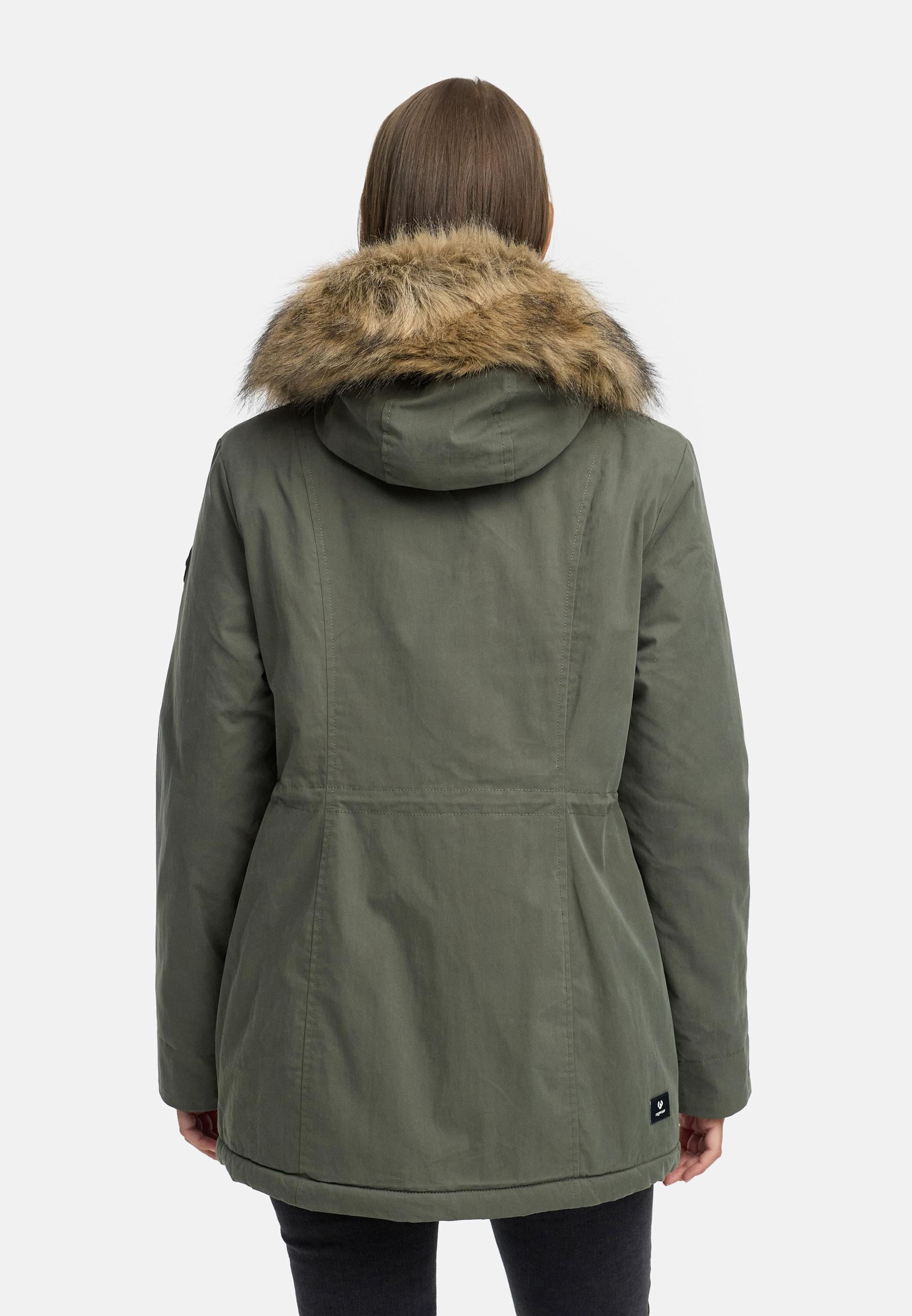 Winter Kurzmantel mit Kapuze "Monadetta Warm YOUMODO" Dark Olive