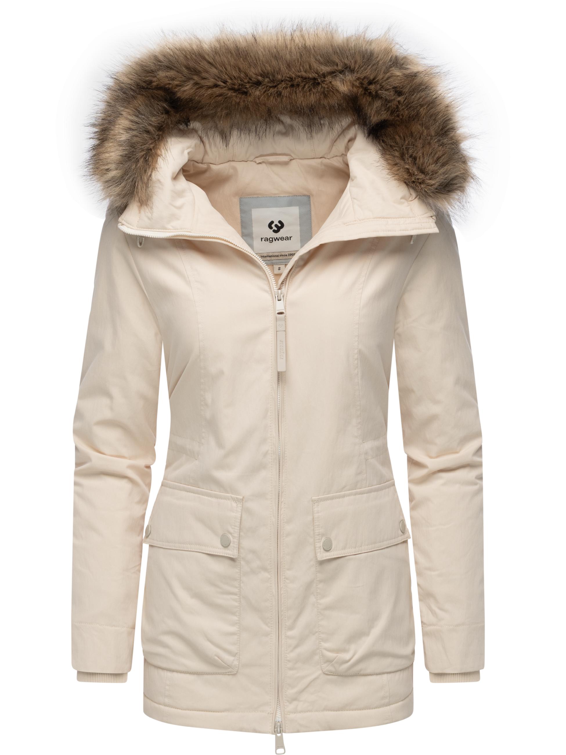 Winter Kurzmantel mit Kapuze "Monadetta Warm YOUMODO" Ecru
