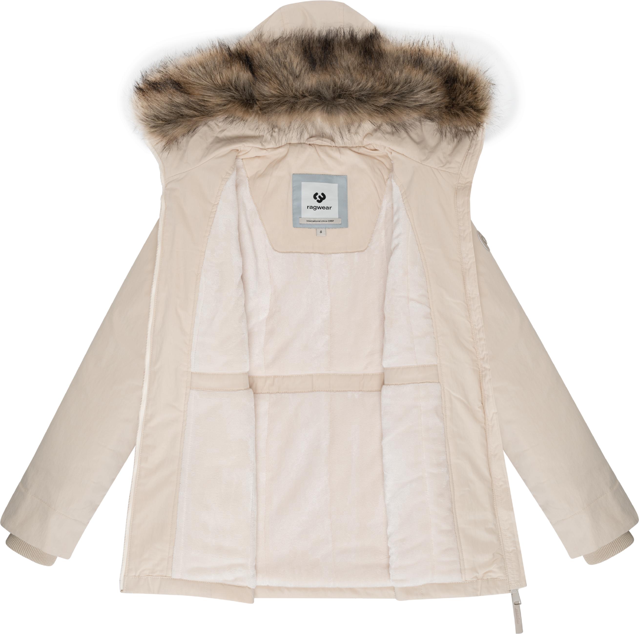 Winter Kurzmantel mit Kapuze "Monadetta Warm YOUMODO" Ecru