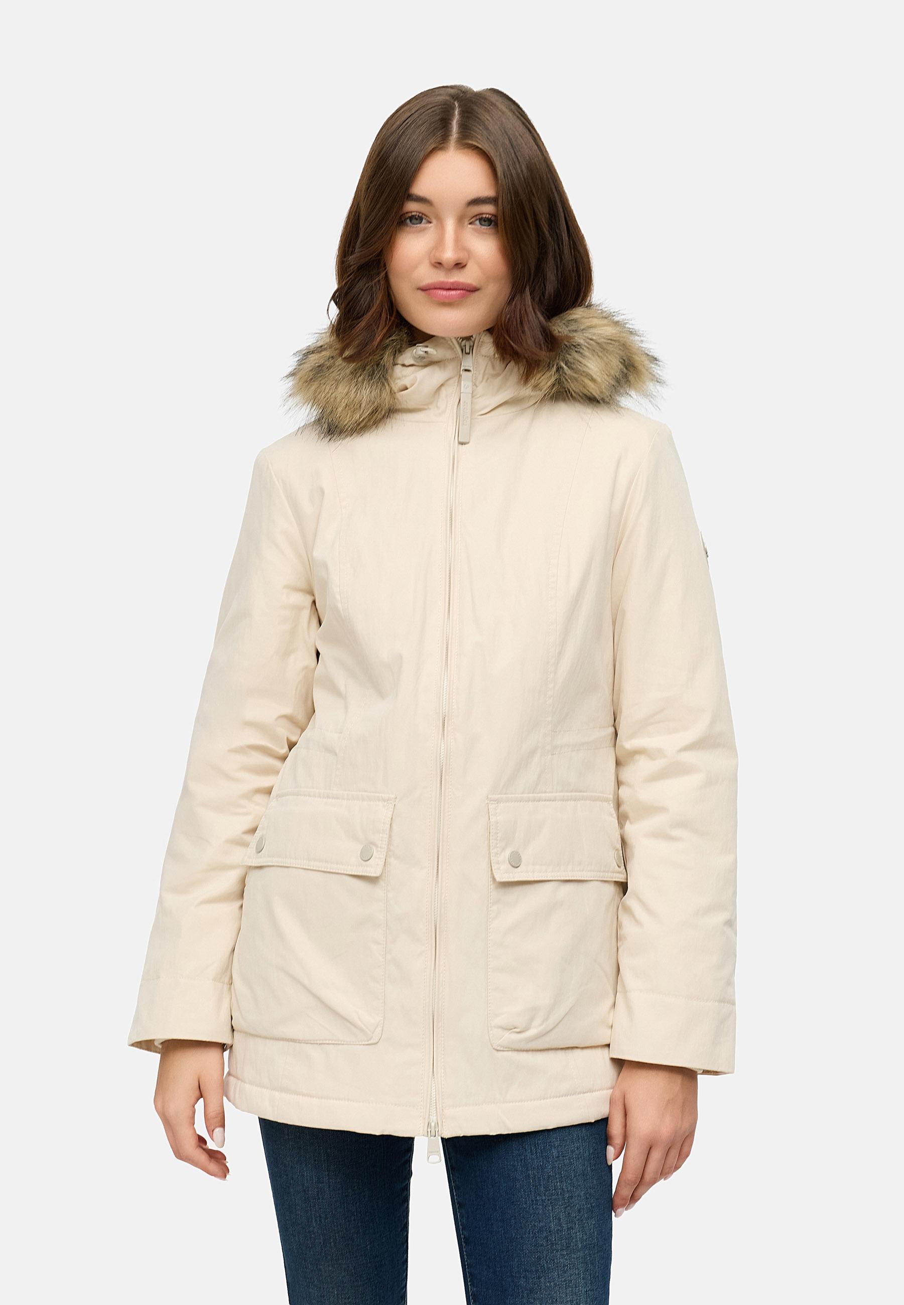 Winter Kurzmantel mit Kapuze "Monadetta Warm YOUMODO" Ecru