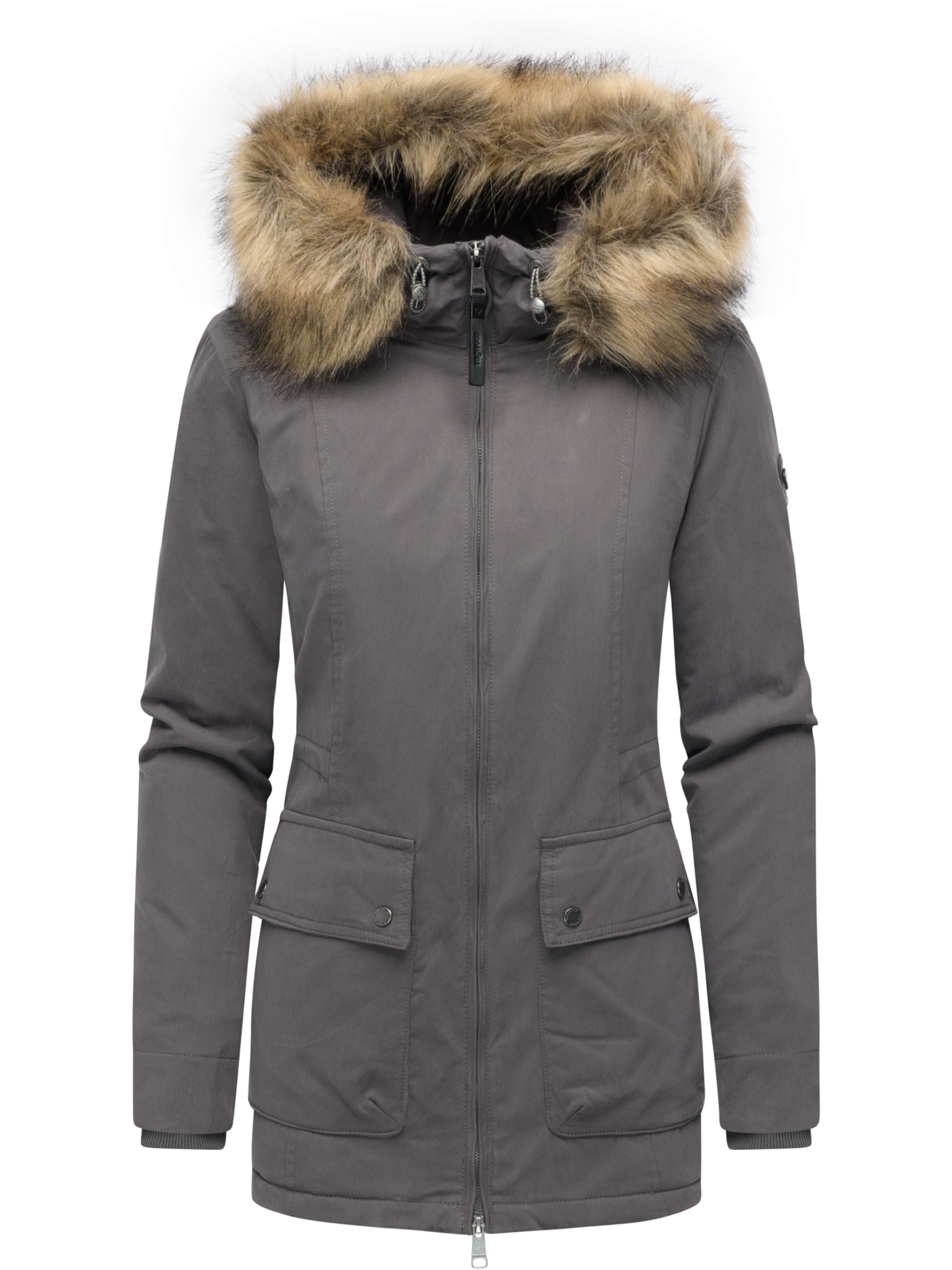 Winter Kurzmantel mit Kapuze "Monadetta Warm YOUMODO" Stone Grey