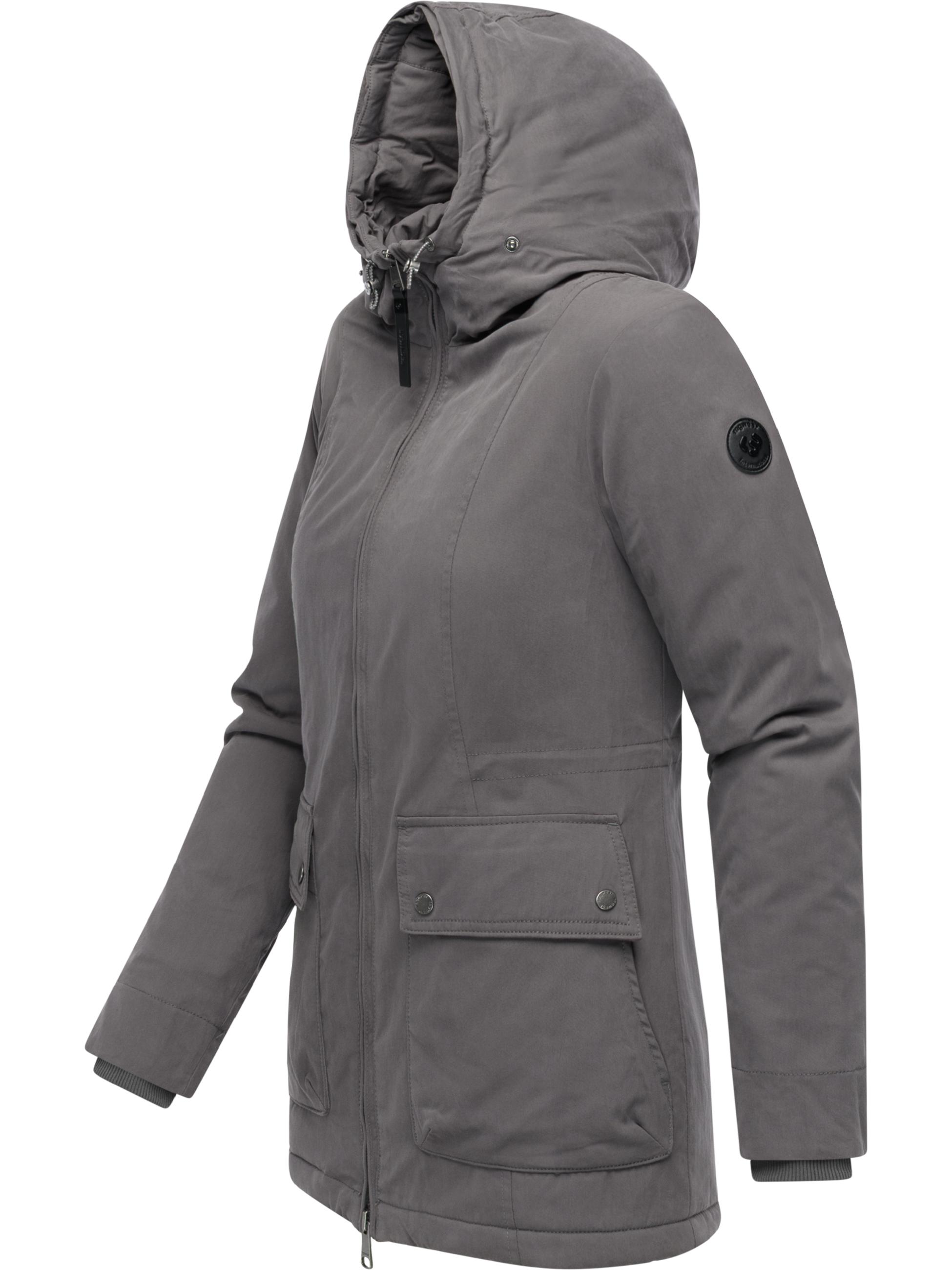 Winter Kurzmantel mit Kapuze "Monadetta Warm YOUMODO" Stone Grey