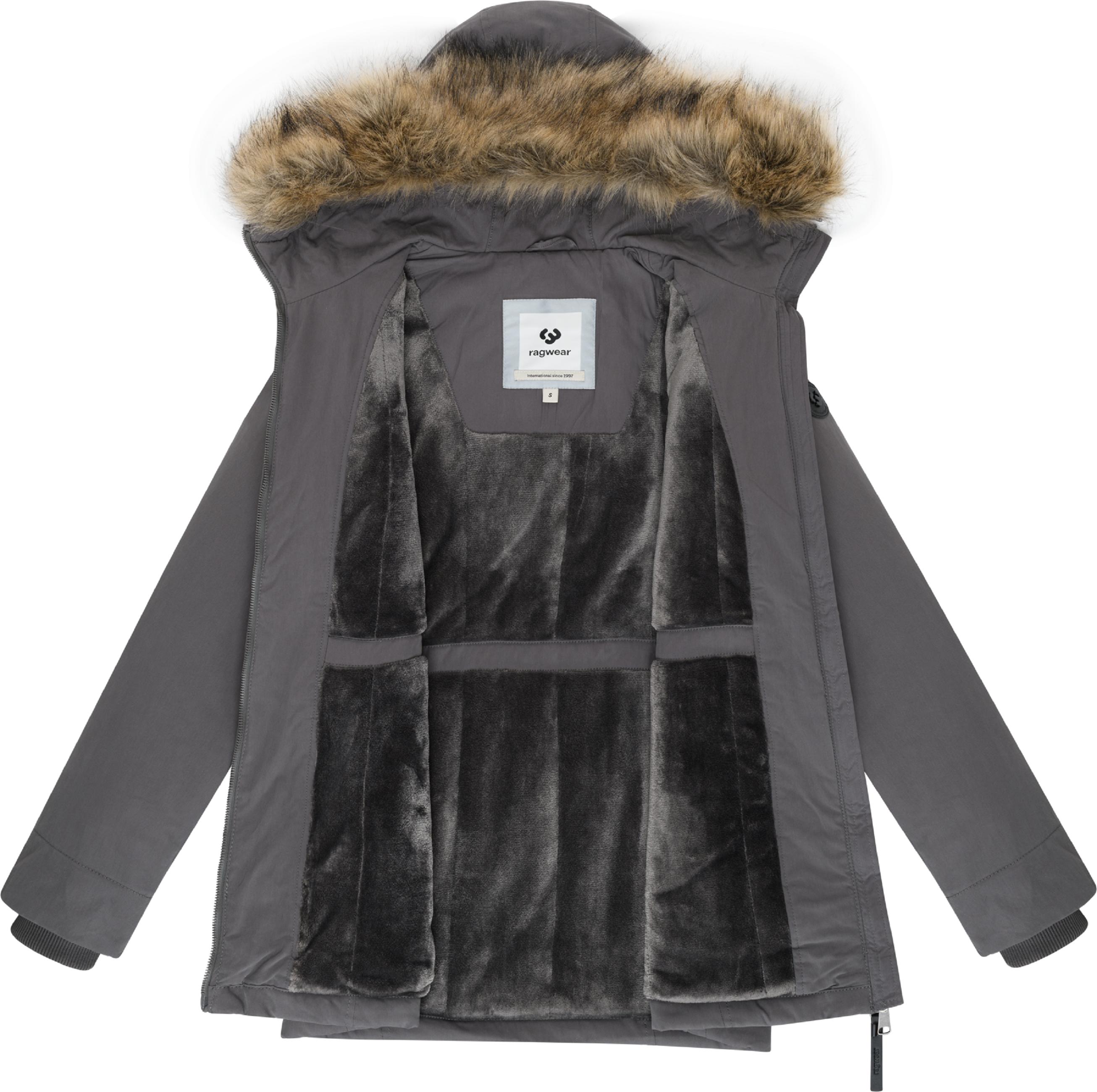 Winter Kurzmantel mit Kapuze "Monadetta Warm YOUMODO" Stone Grey
