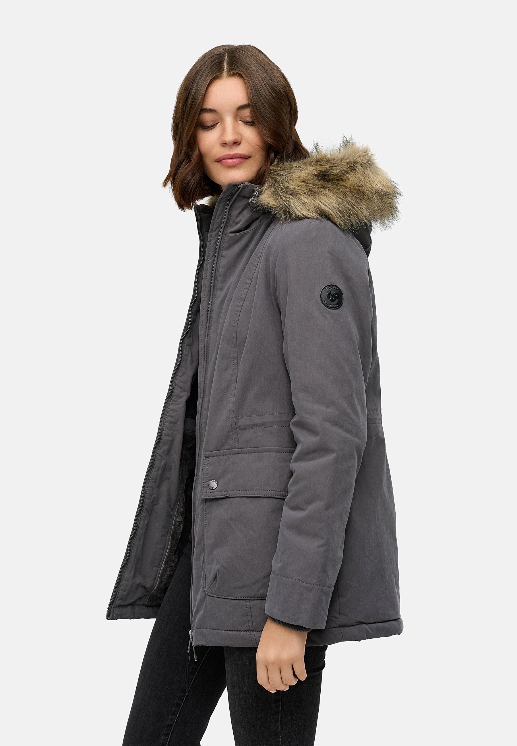 Winter Kurzmantel mit Kapuze "Monadetta Warm YOUMODO" Stone Grey