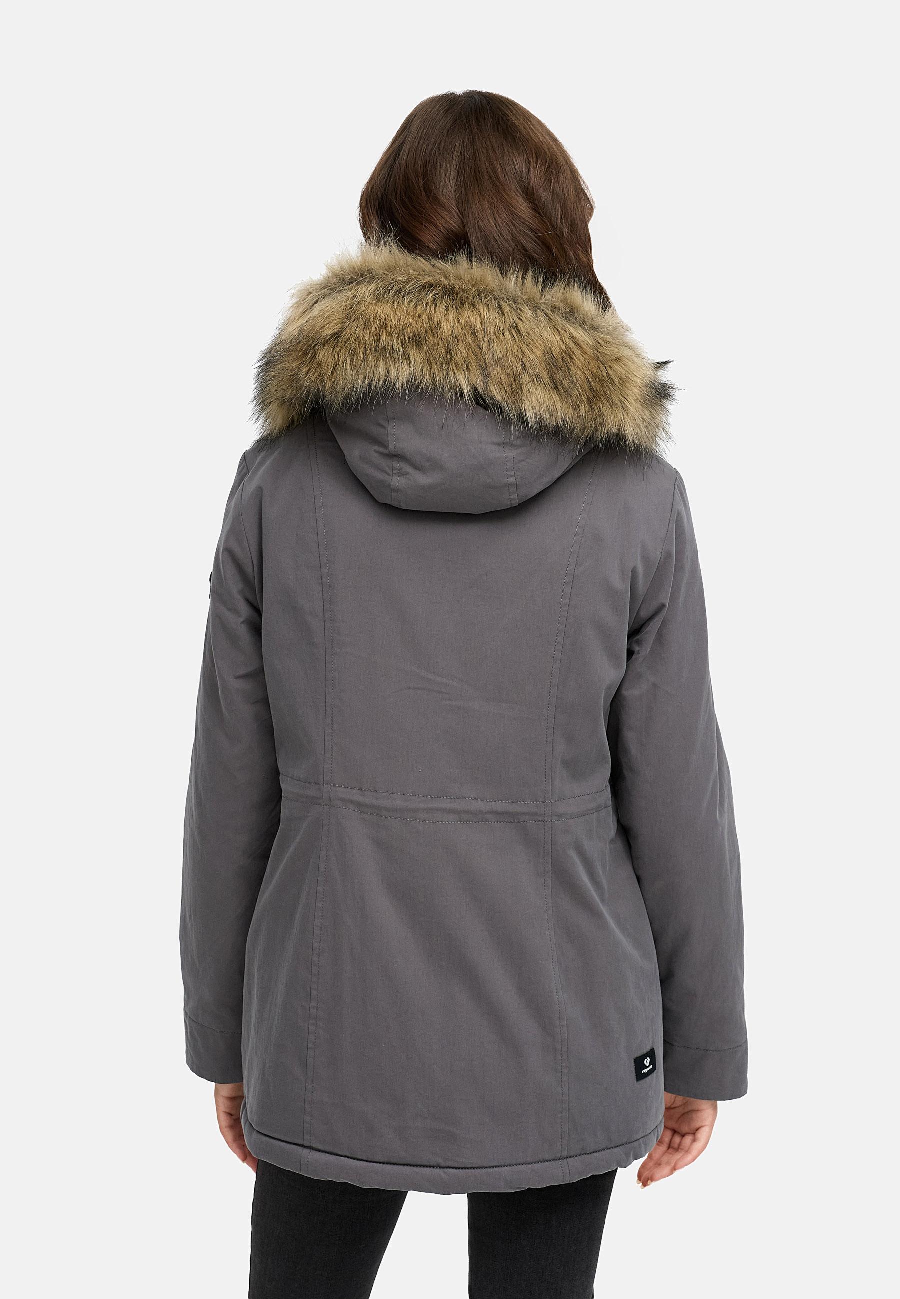 Winter Kurzmantel mit Kapuze "Monadetta Warm YOUMODO" Stone Grey