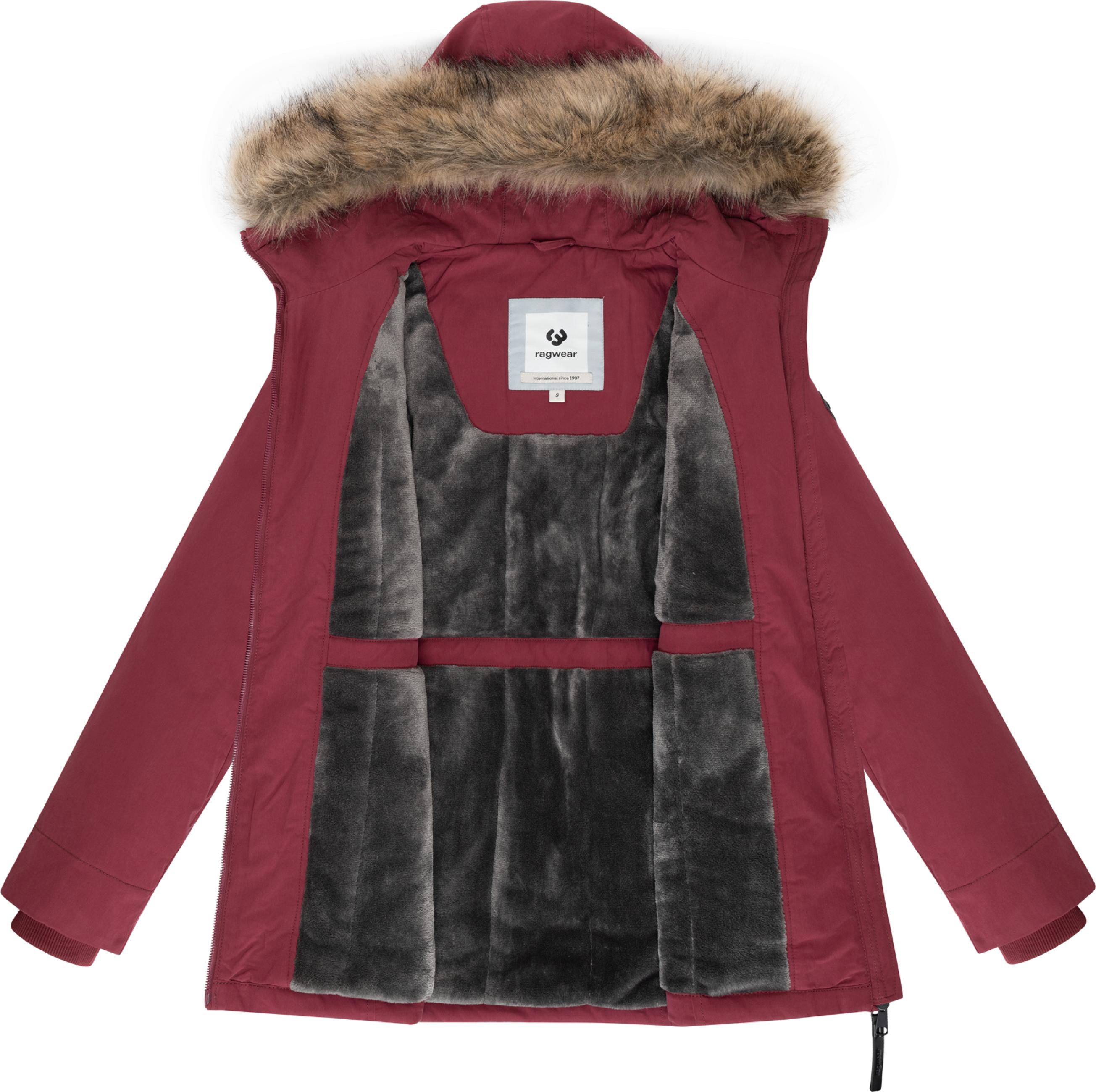Winter Kurzmantel mit Kapuze "Monadetta Warm YOUMODO" Wine Red