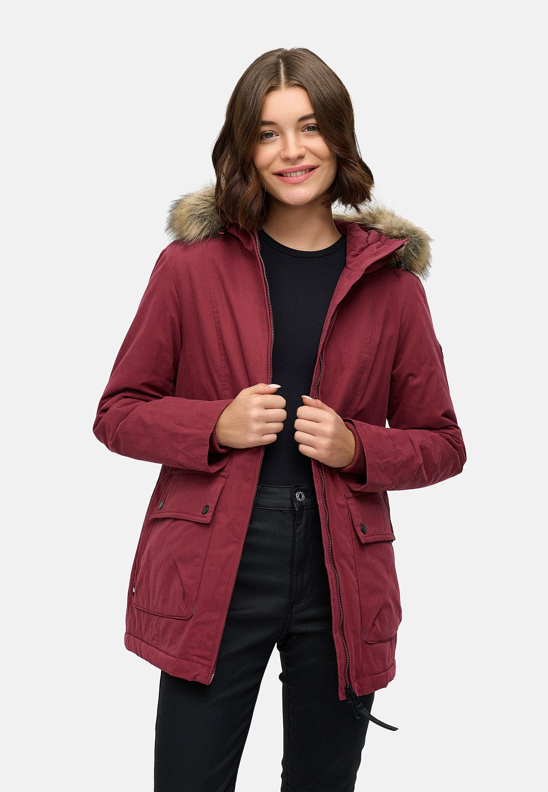 Winter Kurzmantel mit Kapuze "Monadetta Warm YOUMODO" Wine Red