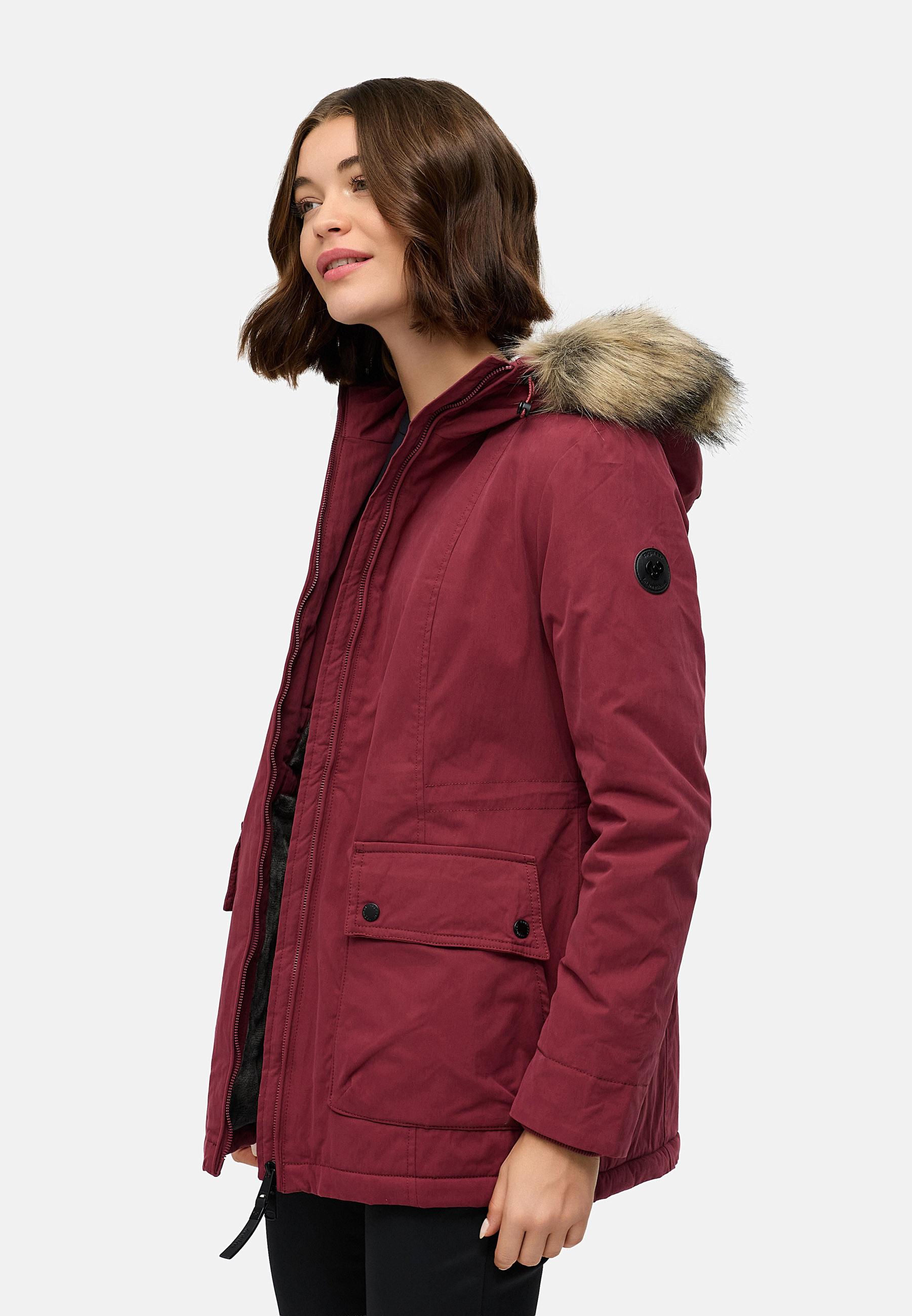 Winter Kurzmantel mit Kapuze "Monadetta Warm YOUMODO" Wine Red