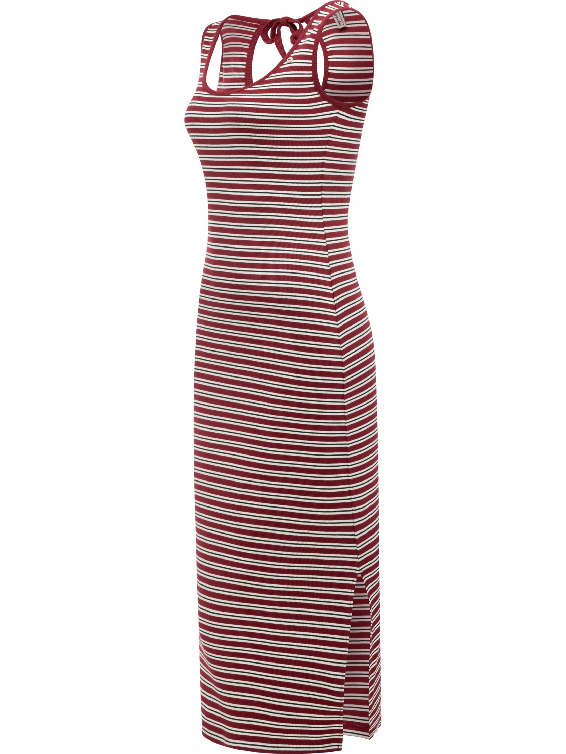 Wadenlanges Sommerkleid mit Schlüssellochausschnitt "Montyca Stripes YOUMODO" Burgundy