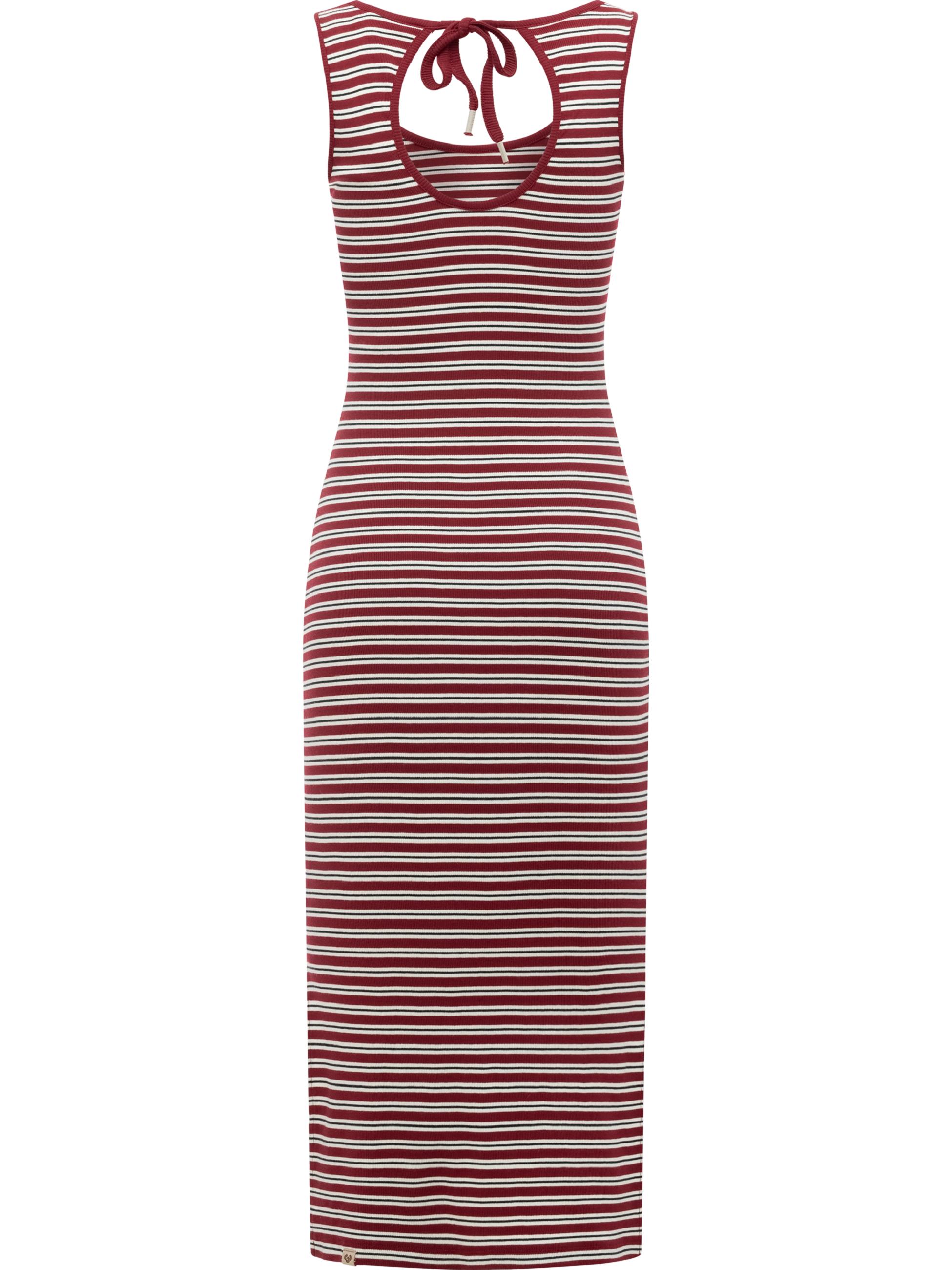 Wadenlanges Sommerkleid mit Schlüssellochausschnitt "Montyca Stripes YOUMODO" Burgundy