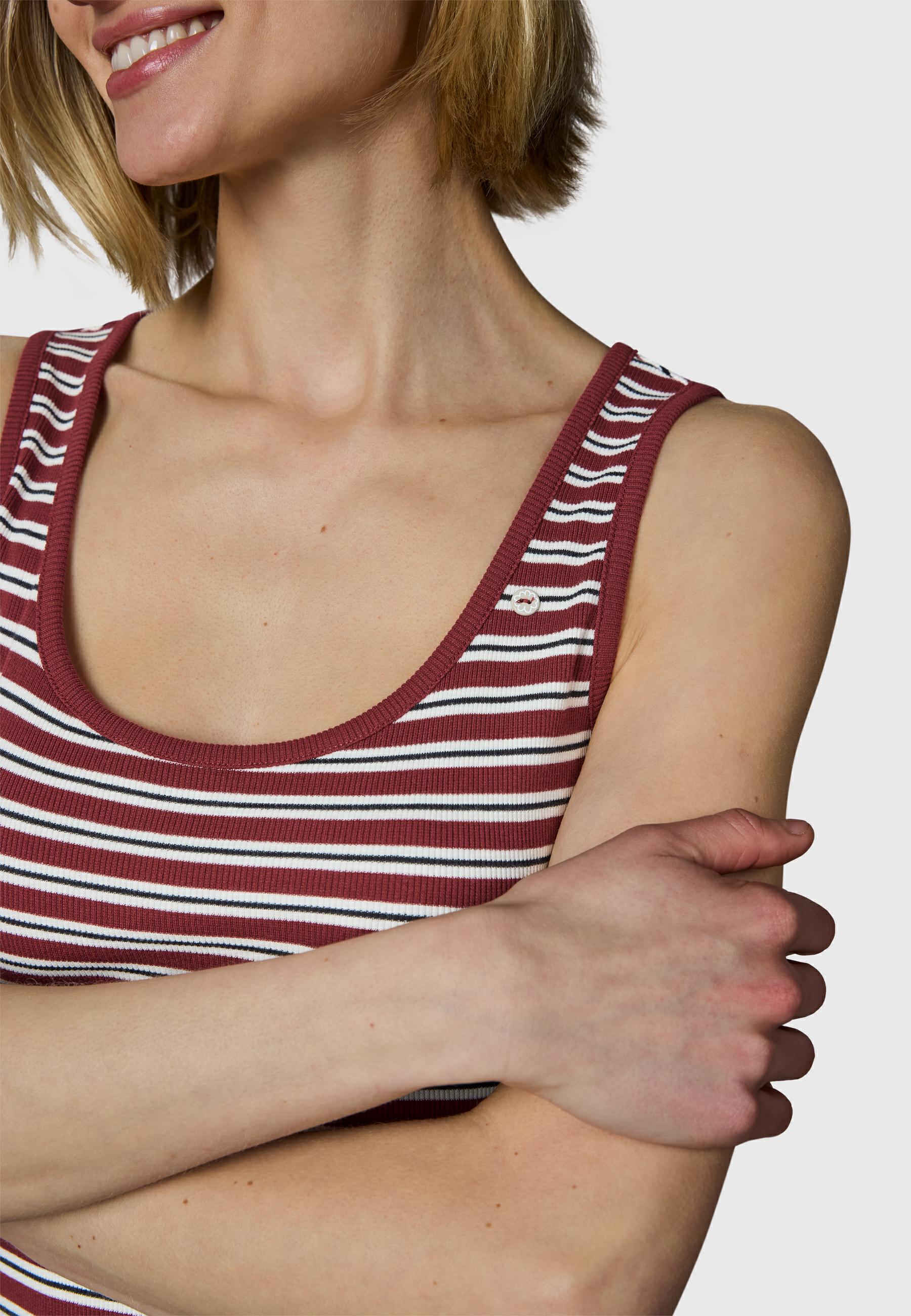 Wadenlanges Sommerkleid mit Schlüssellochausschnitt "Montyca Stripes YOUMODO" Burgundy