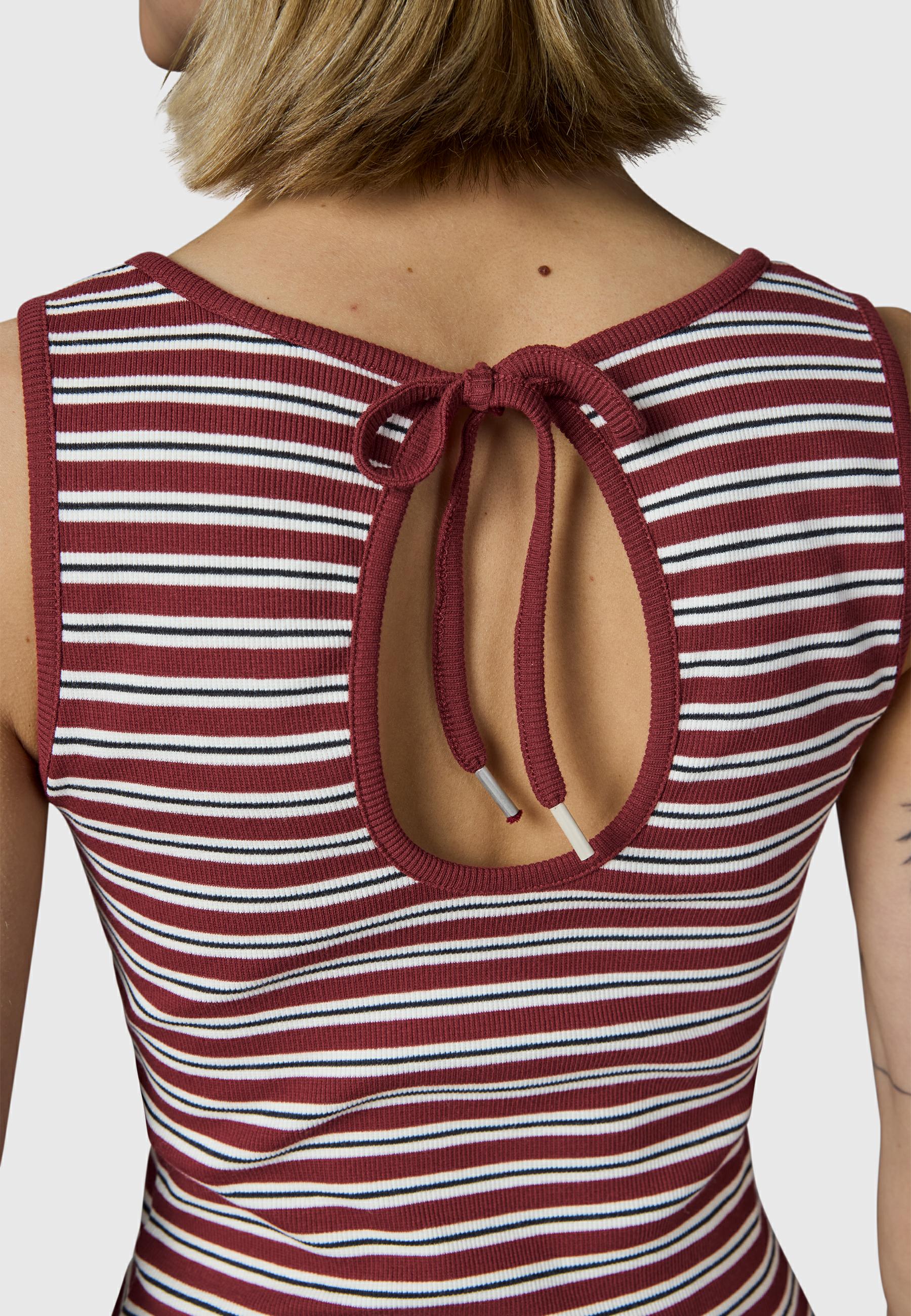 Wadenlanges Sommerkleid mit Schlüssellochausschnitt "Montyca Stripes YOUMODO" Burgundy