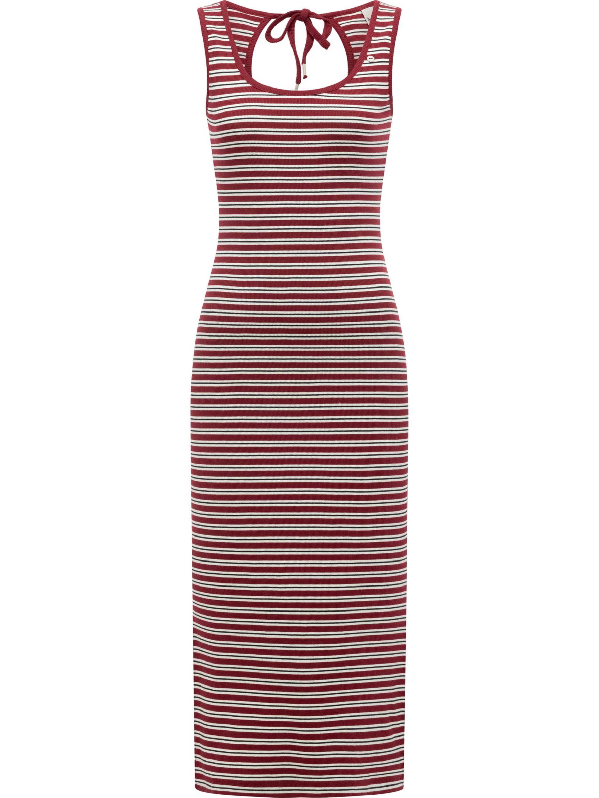 Wadenlanges Sommerkleid mit Schlüssellochausschnitt "Montyca Stripes YOUMODO" Burgundy