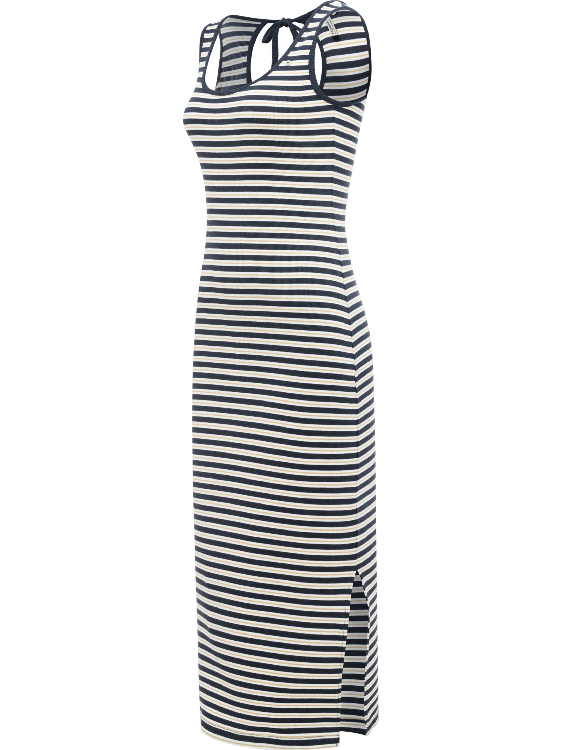 Wadenlanges Sommerkleid mit Schlüssellochausschnitt "Montyca Stripes YOUMODO" Navy