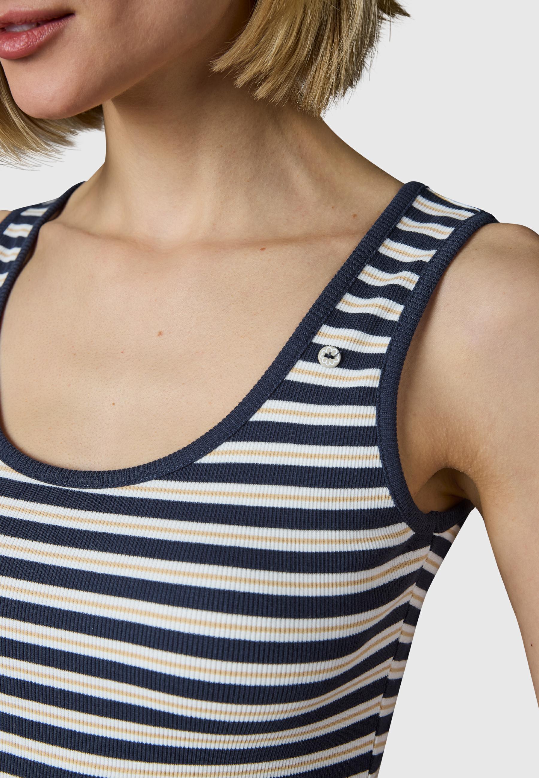 Wadenlanges Sommerkleid mit Schlüssellochausschnitt "Montyca Stripes YOUMODO" Navy