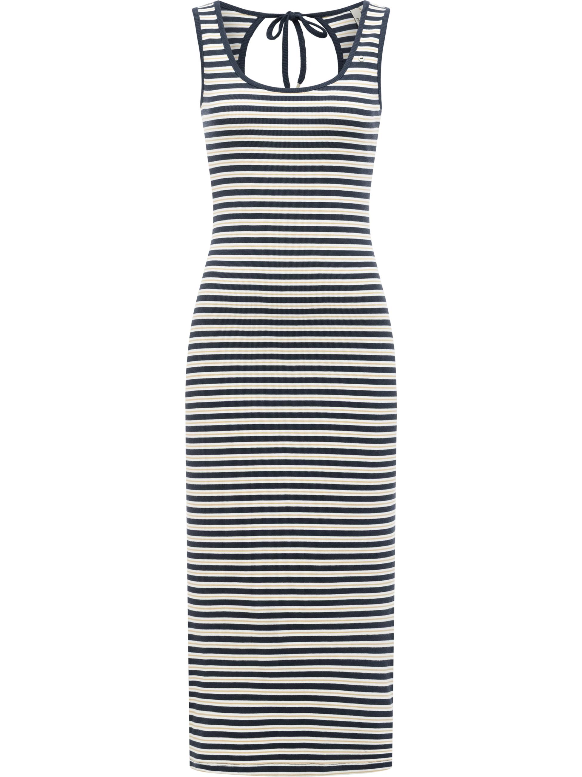 Wadenlanges Sommerkleid mit Schlüssellochausschnitt "Montyca Stripes YOUMODO" Navy