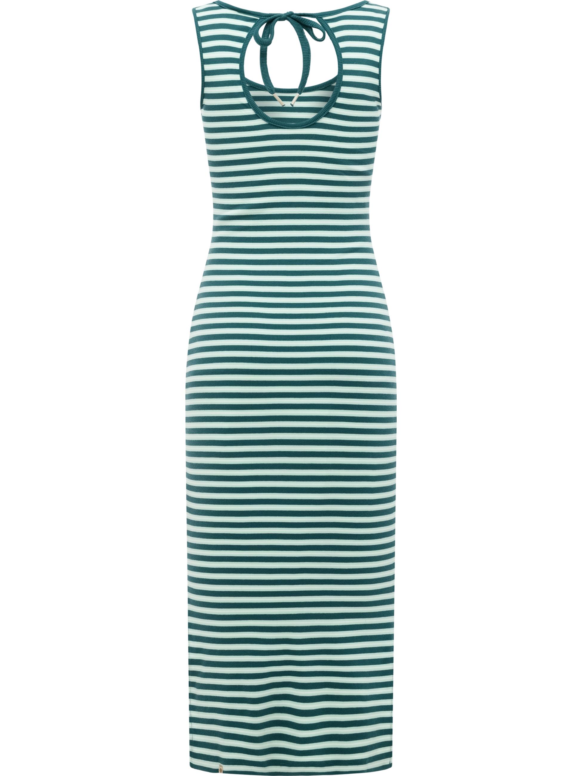 Wadenlanges Sommerkleid mit Schlüssellochausschnitt "Montyca Stripes YOUMODO" Ocean Green