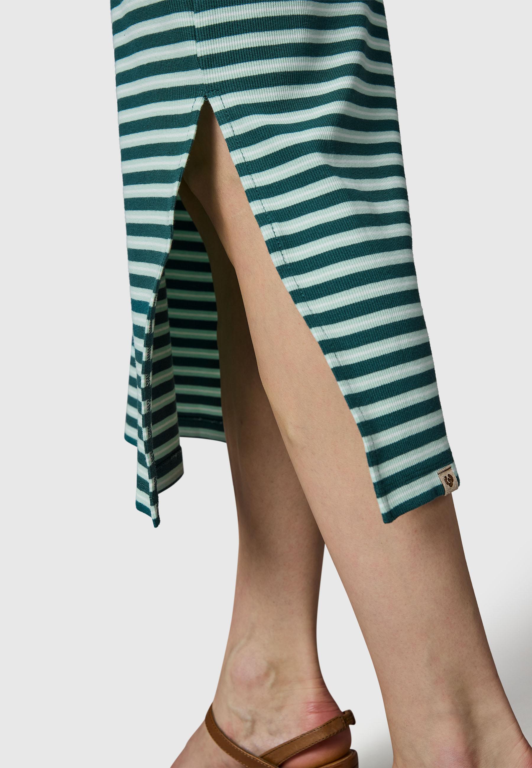 Wadenlanges Sommerkleid mit Schlüssellochausschnitt "Montyca Stripes YOUMODO" Ocean Green