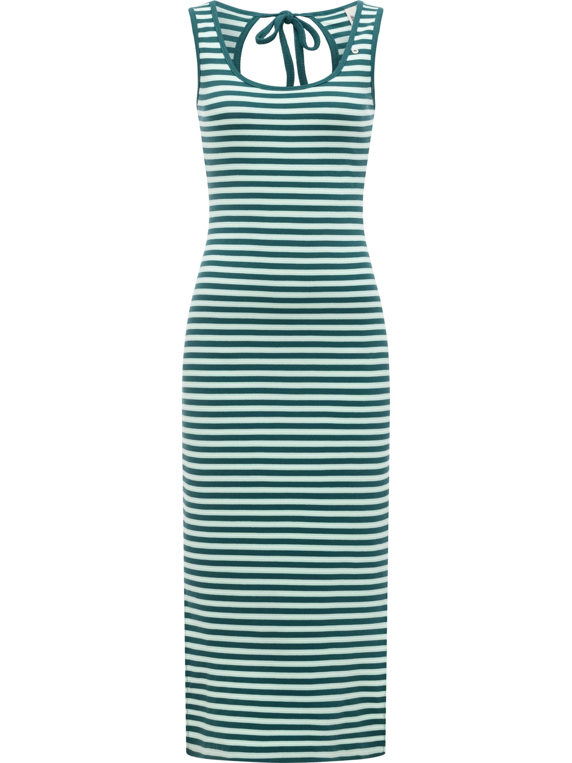 Wadenlanges Sommerkleid mit Schlüssellochausschnitt "Montyca Stripes YOUMODO" Ocean Green