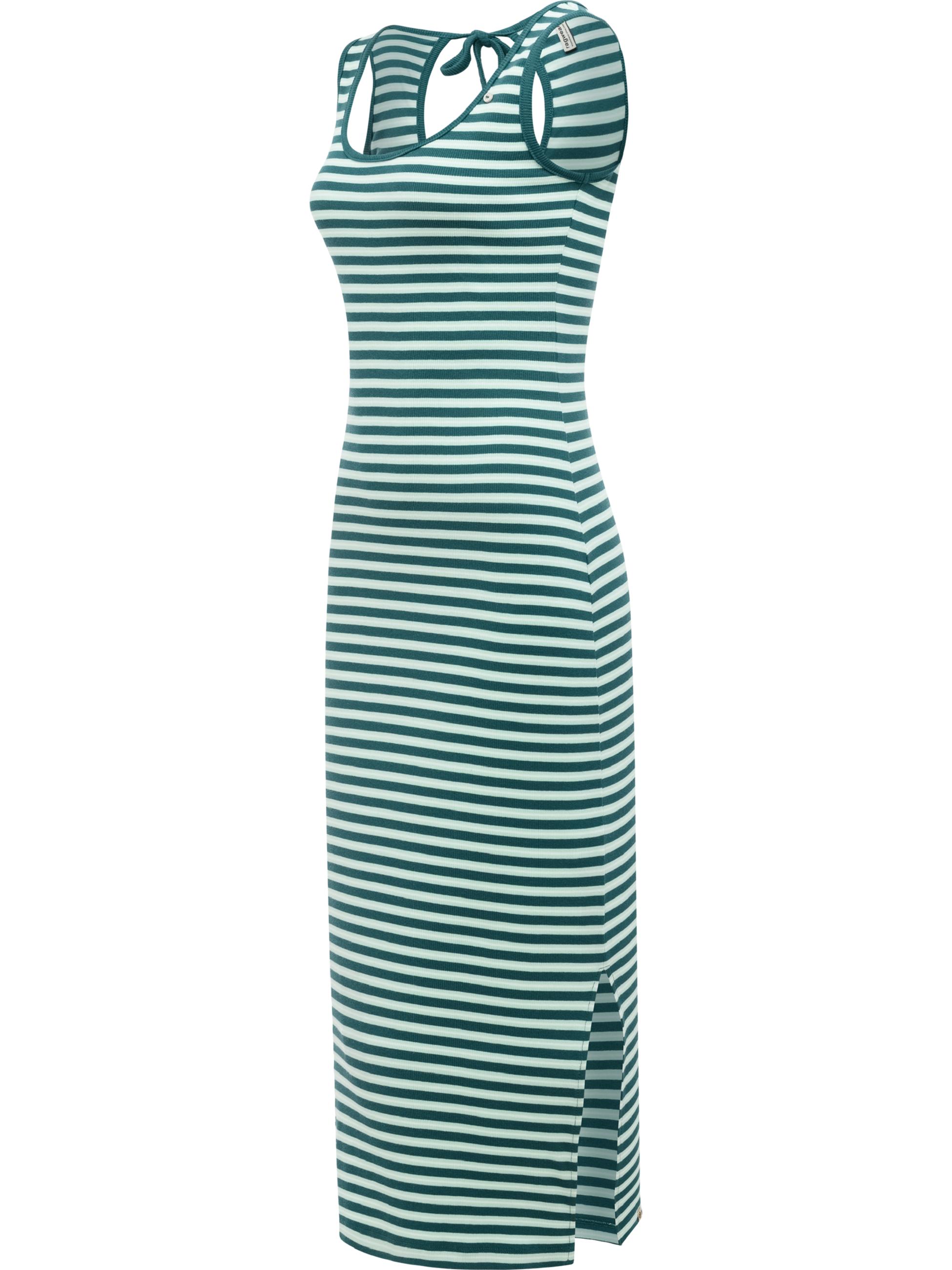 Wadenlanges Sommerkleid mit Schlüssellochausschnitt "Montyca Stripes YOUMODO" Ocean Green