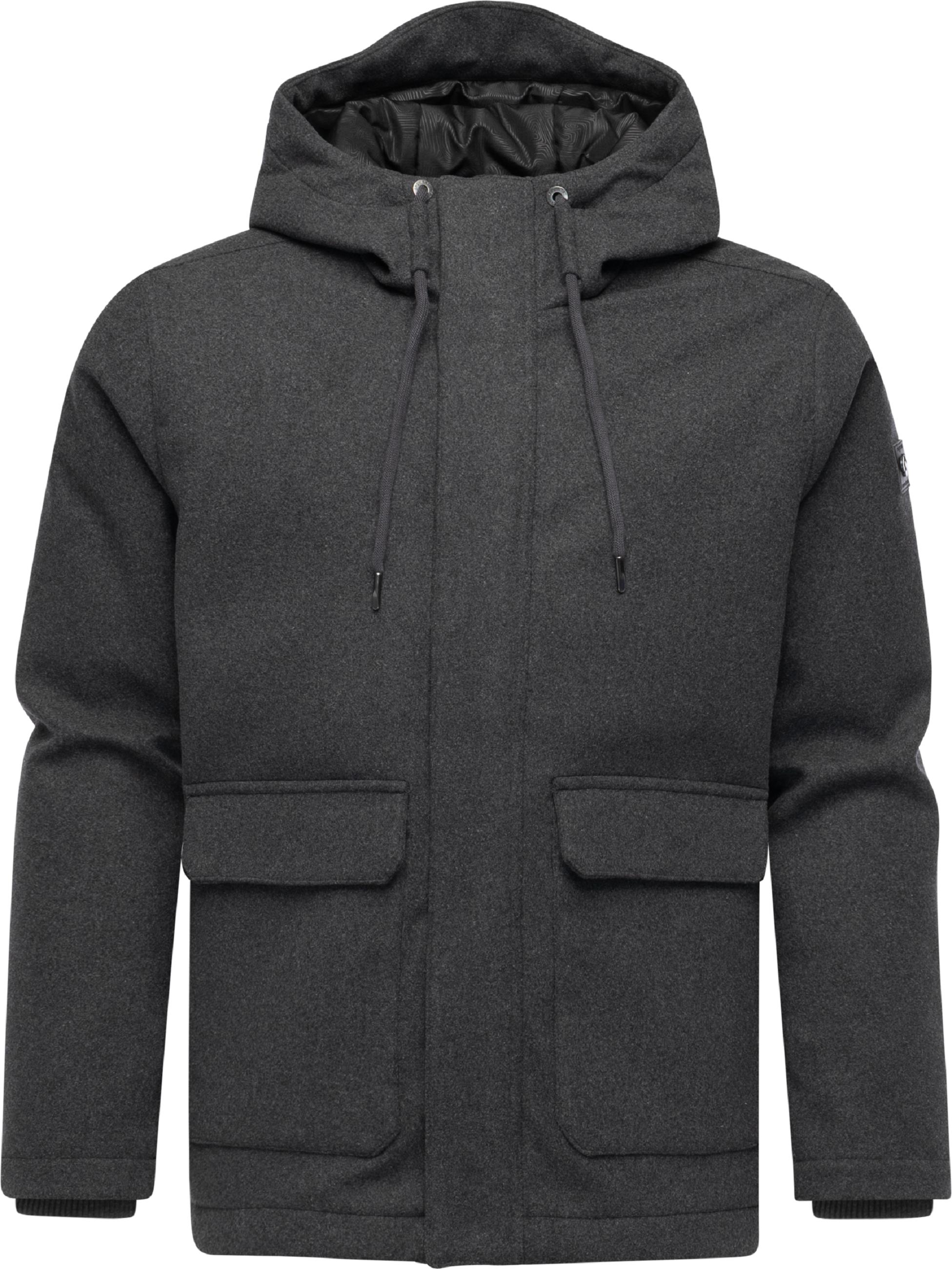 Winterjacke mit Wollfilzhaptik "Mr Them Felt" Dark Grey