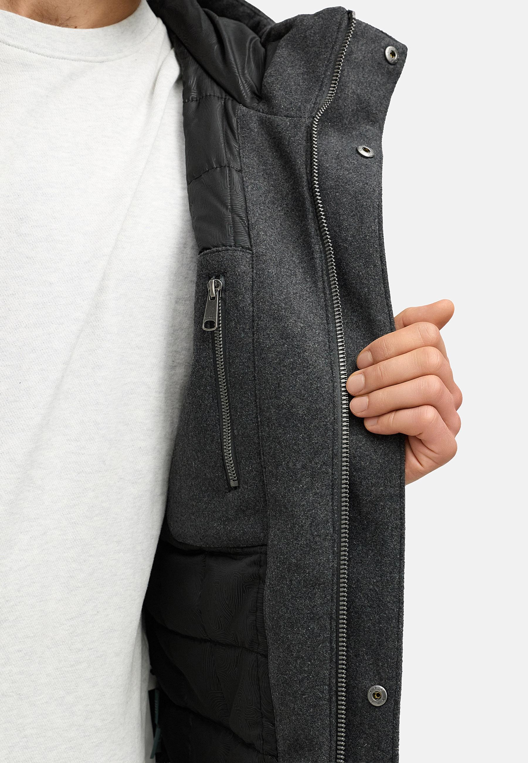 Winterjacke mit Wollfilzhaptik "Mr Them Felt" Dark Grey