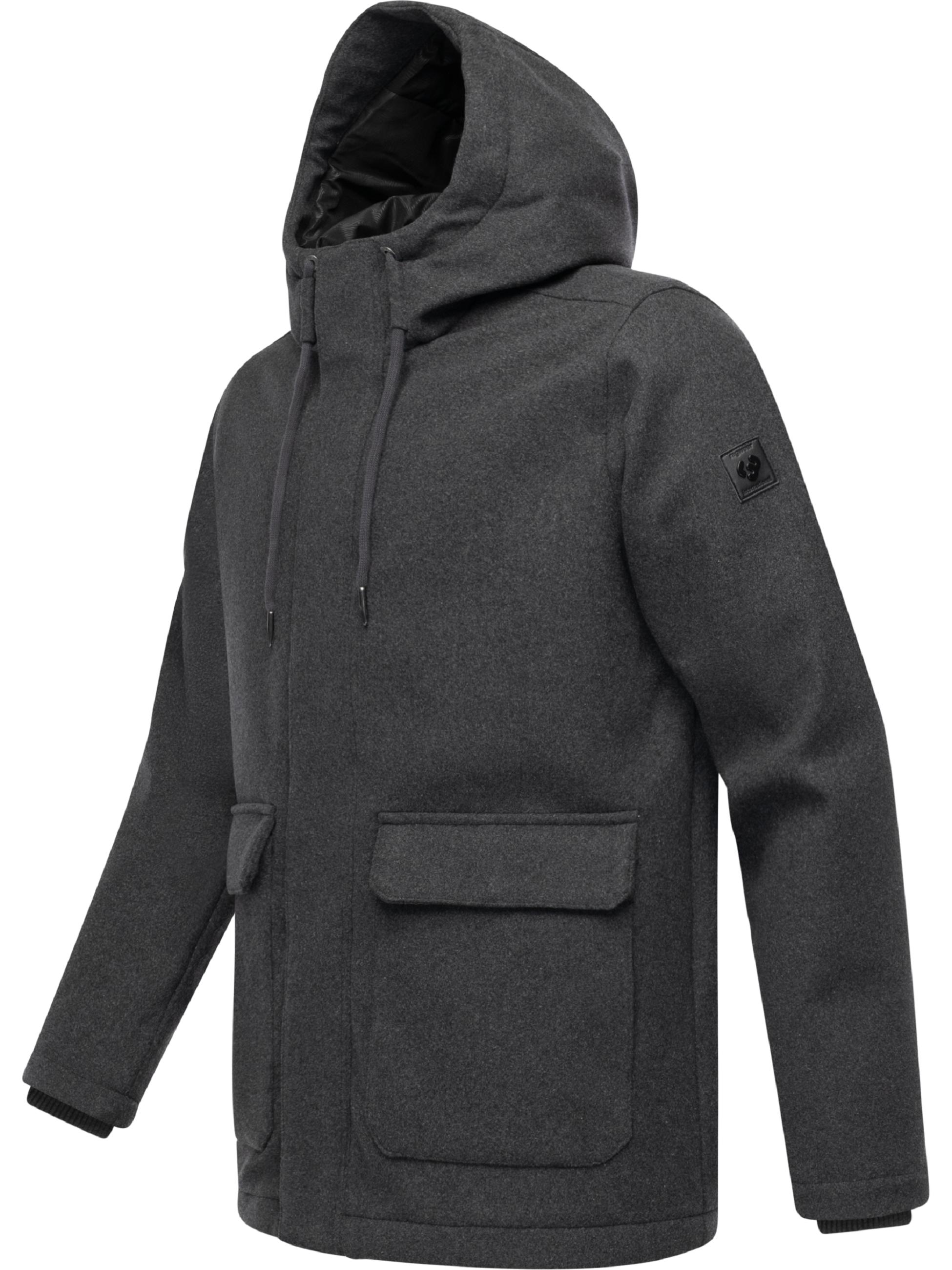 Winterjacke mit Wollfilzhaptik "Mr Them Felt" Dark Grey