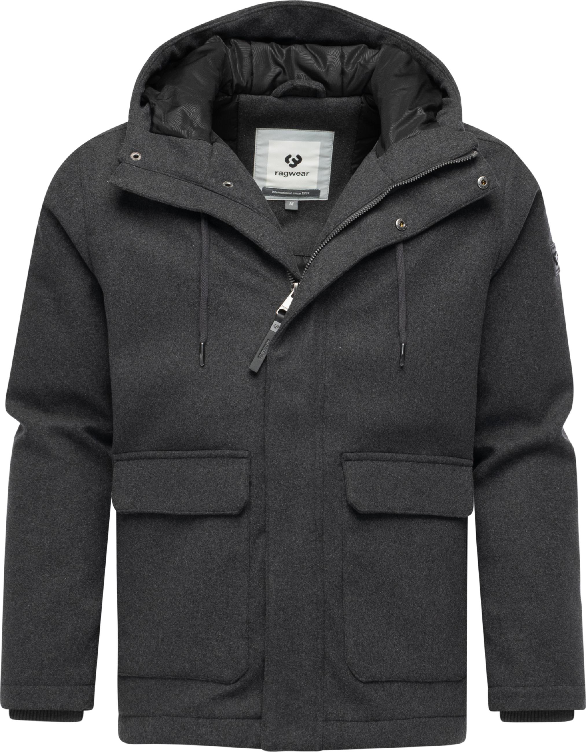 Winterjacke mit Wollfilzhaptik "Mr Them Felt" Dark Grey