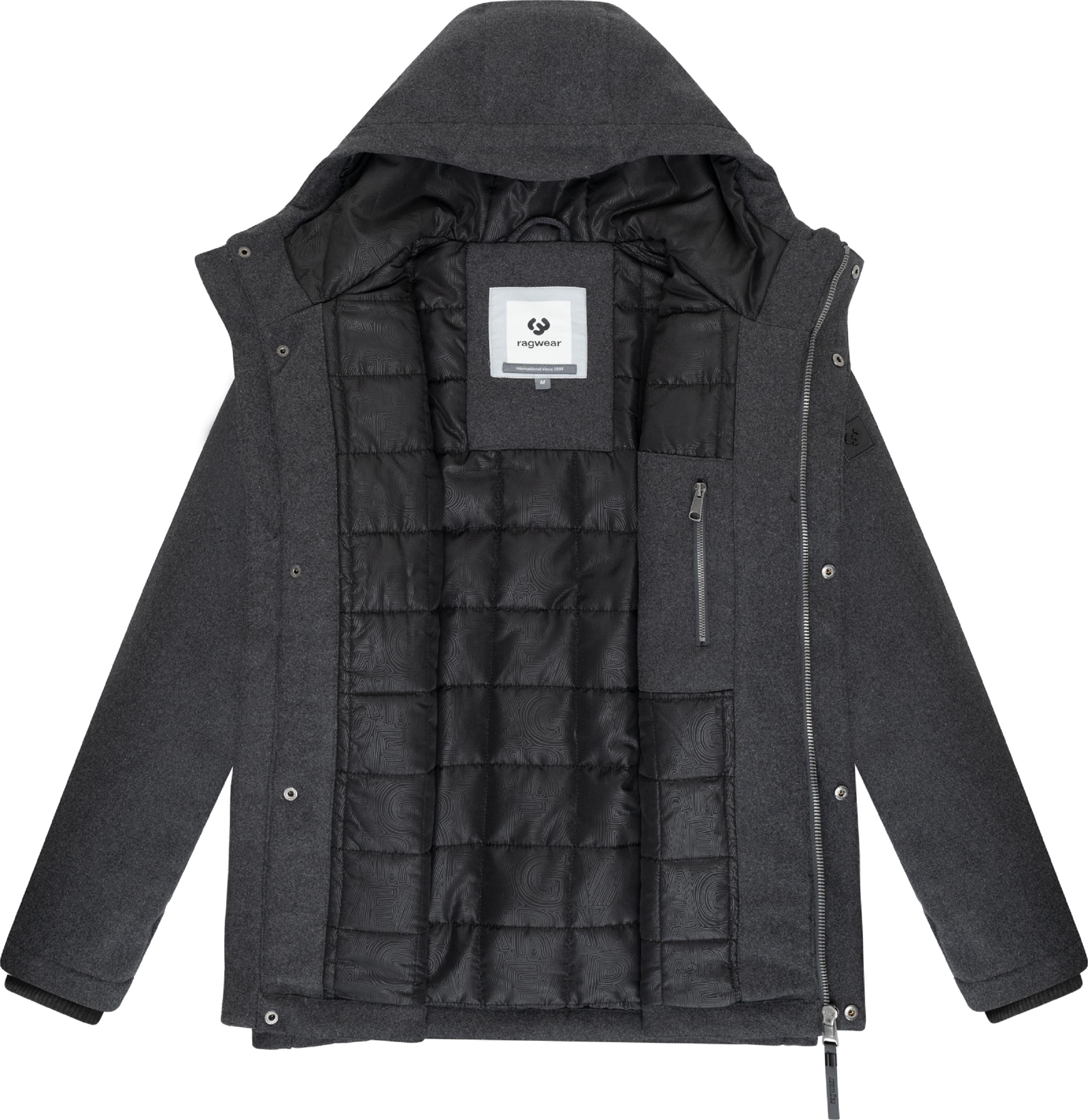 Winterjacke mit Wollfilzhaptik "Mr Them Felt" Dark Grey