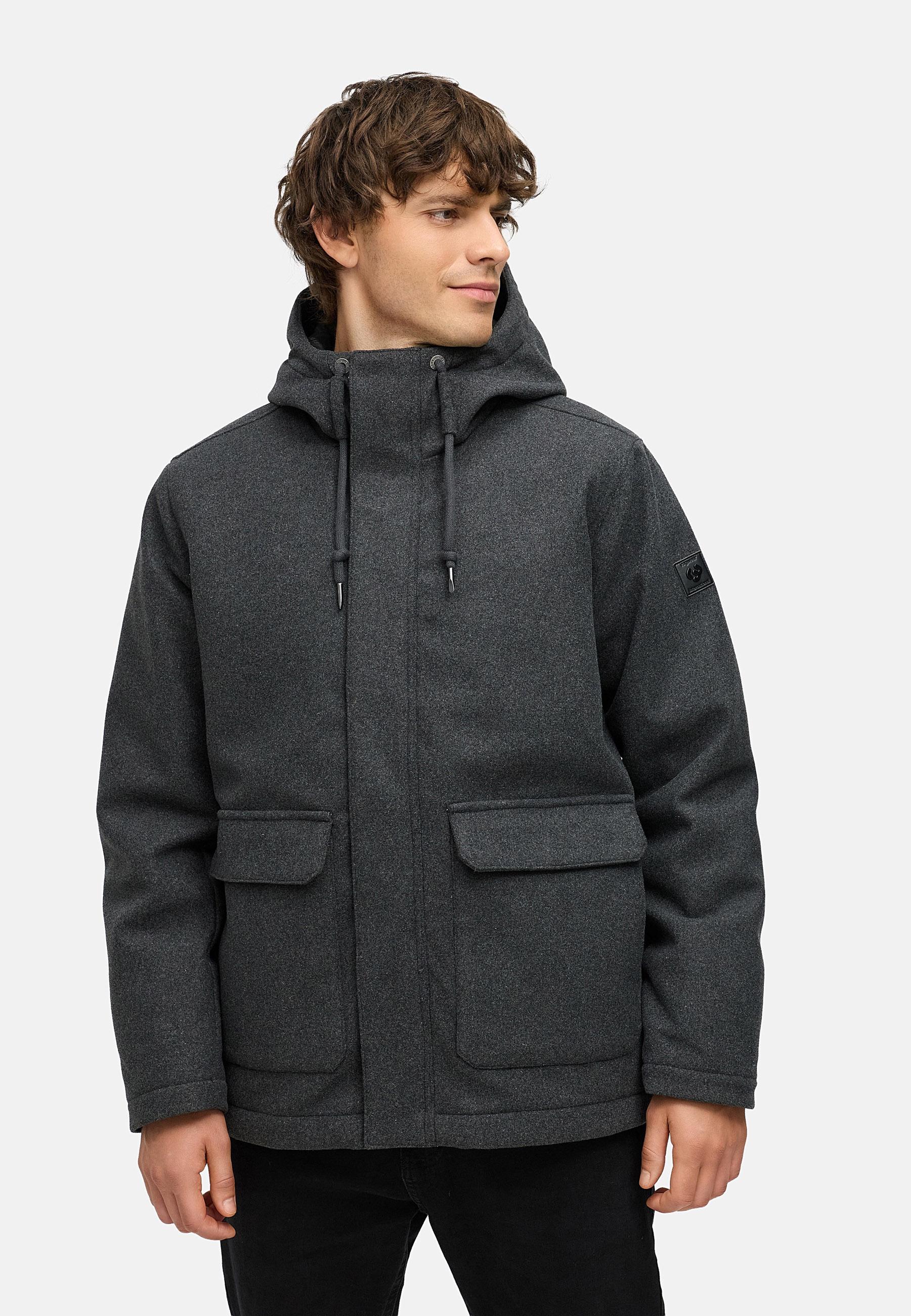 Winterjacke mit Wollfilzhaptik "Mr Them Felt" Dark Grey