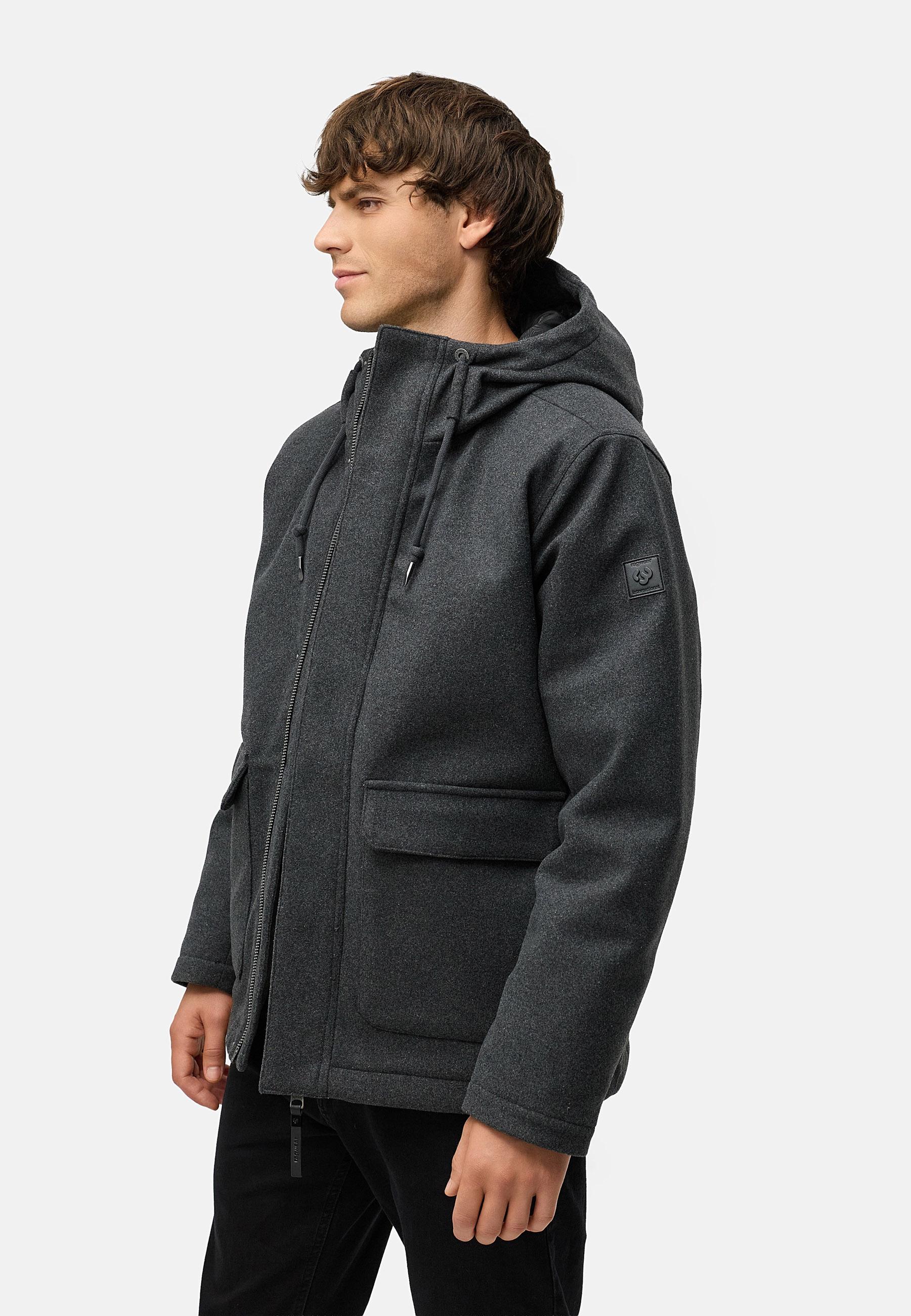 Winterjacke mit Wollfilzhaptik "Mr Them Felt" Dark Grey