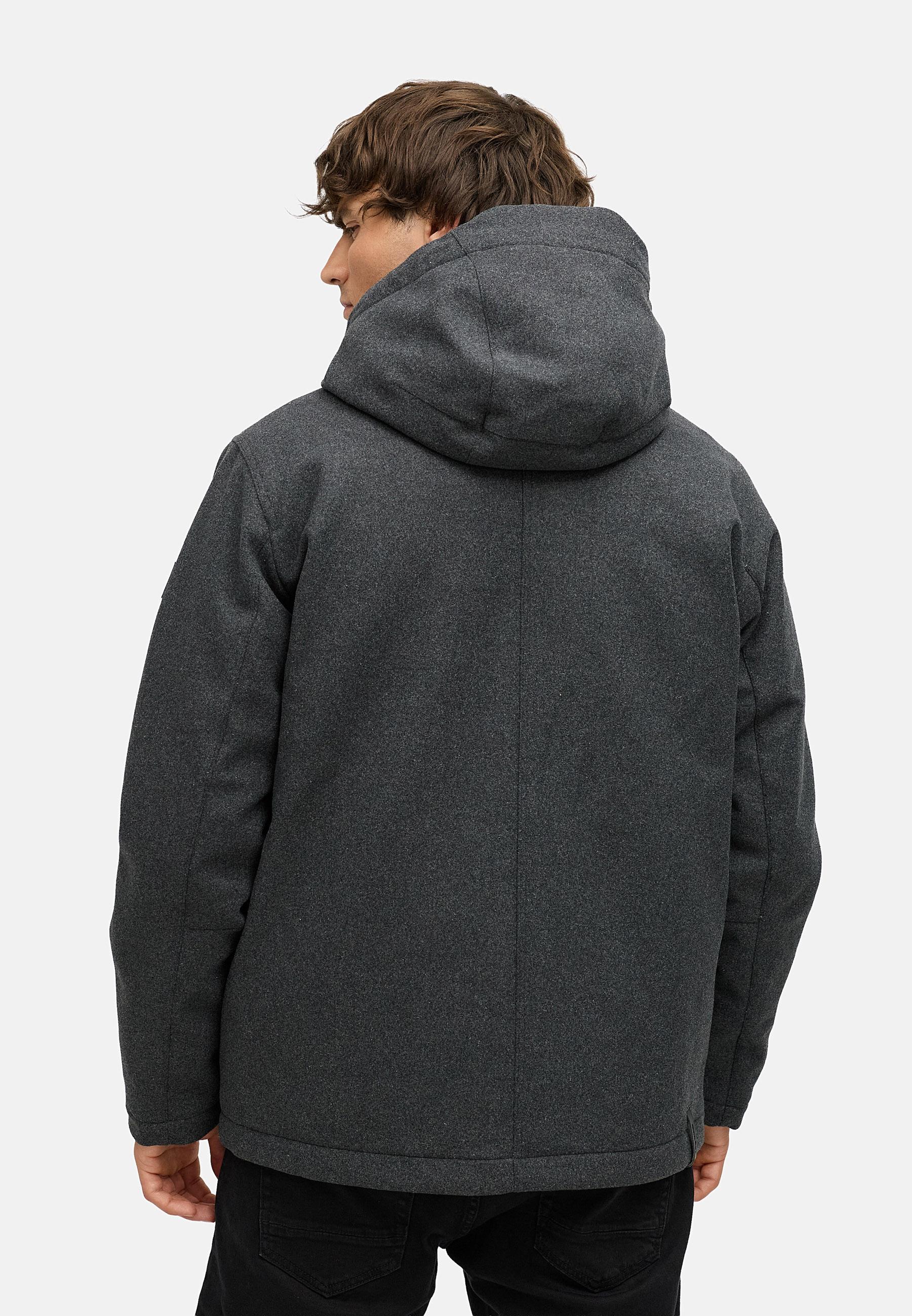 Winterjacke mit Wollfilzhaptik "Mr Them Felt" Dark Grey